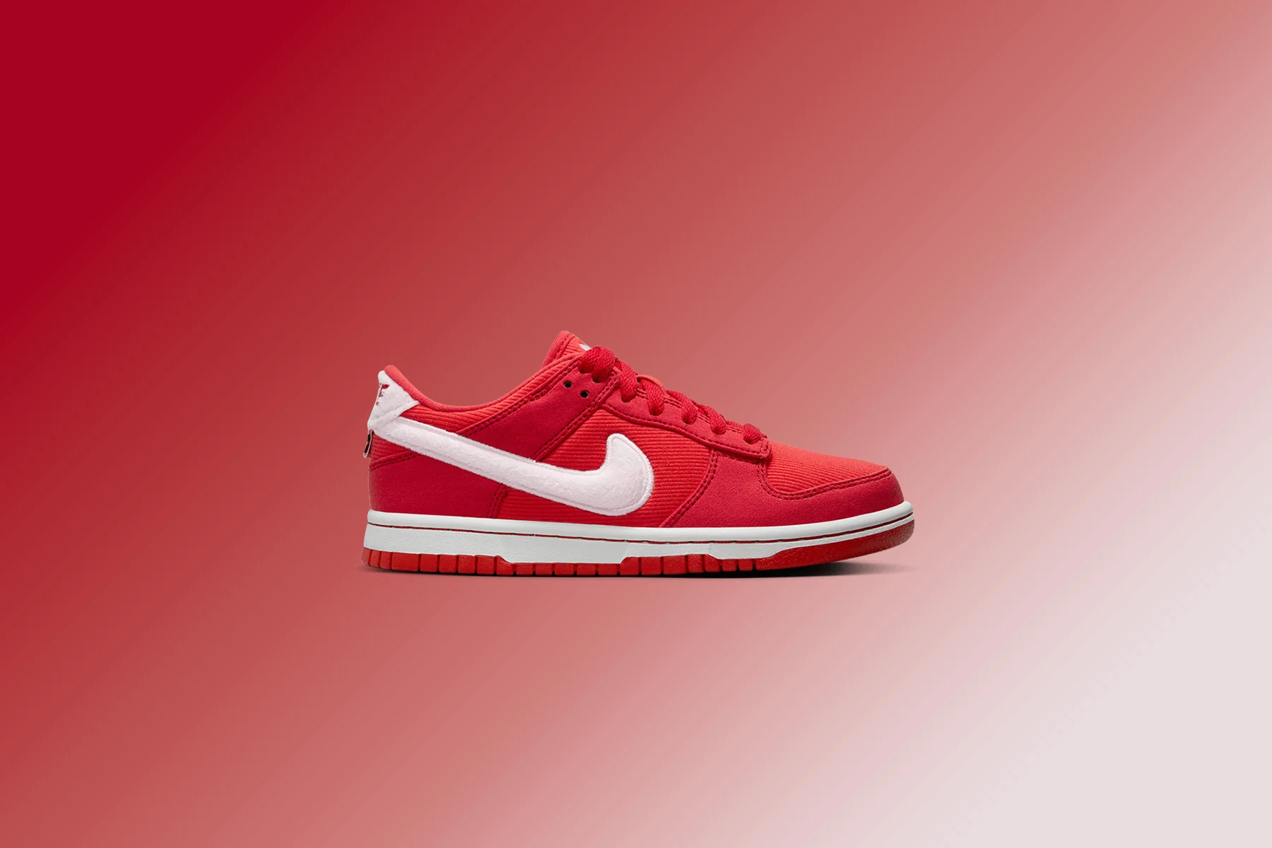 Dunk Low (GS) 'Valentines Day' - Fire Red/Pink Foam/Light Crimson/White - Image 5