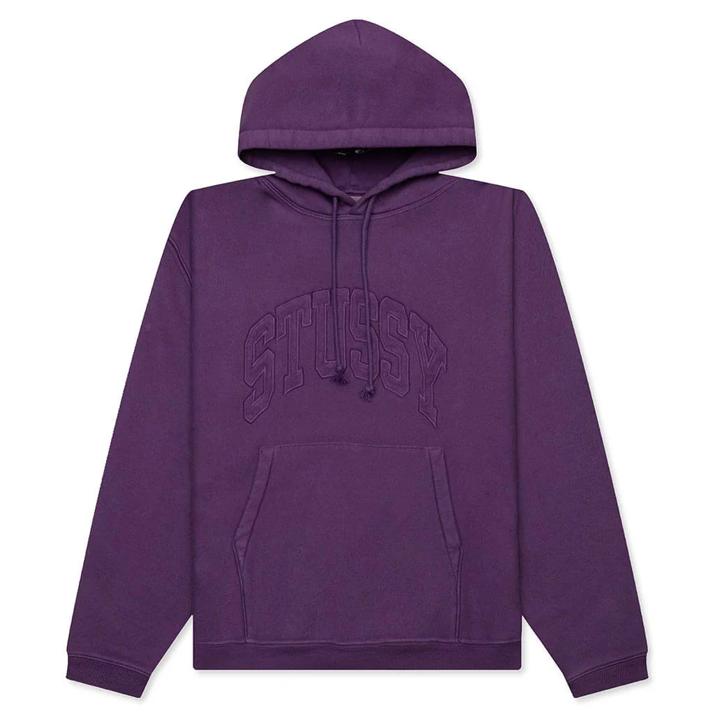 Embroidered Relaxed Hoodie - Purple
