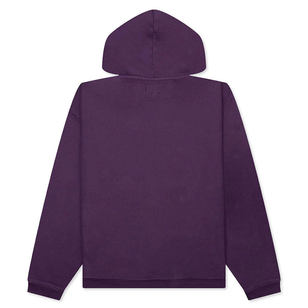 Embroidered Relaxed Hoodie - Purple - Image 2