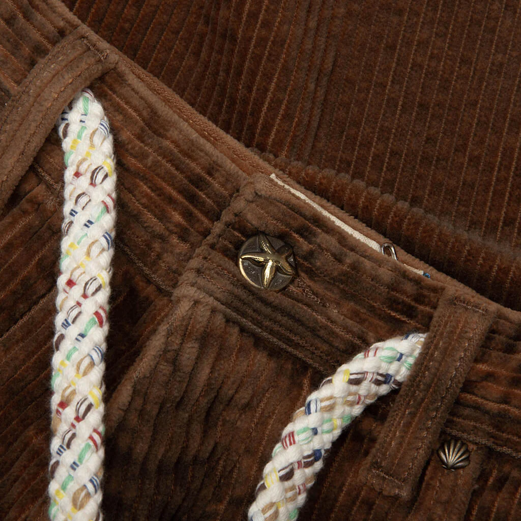 Patchwork Corduroy Shorts - Brown - Image 3