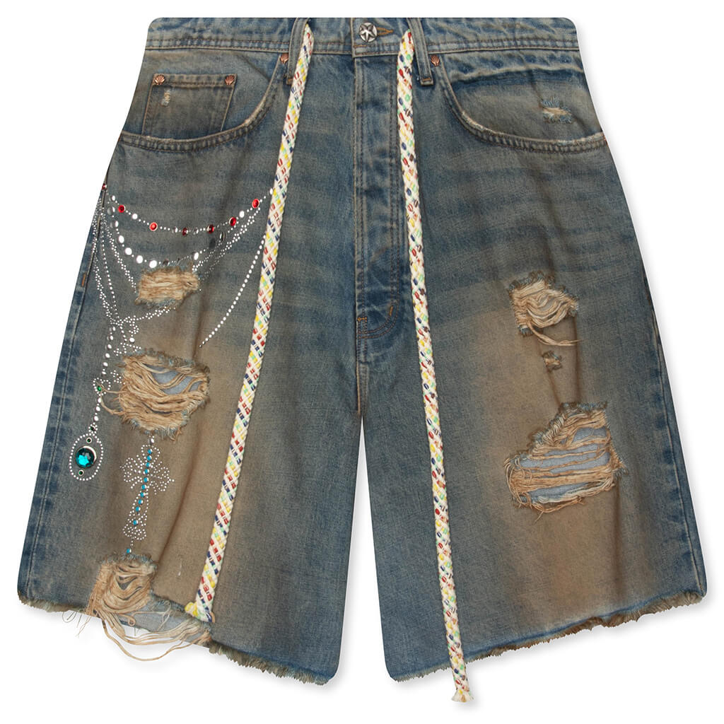 Victorian Chain Denim Short - Indigo