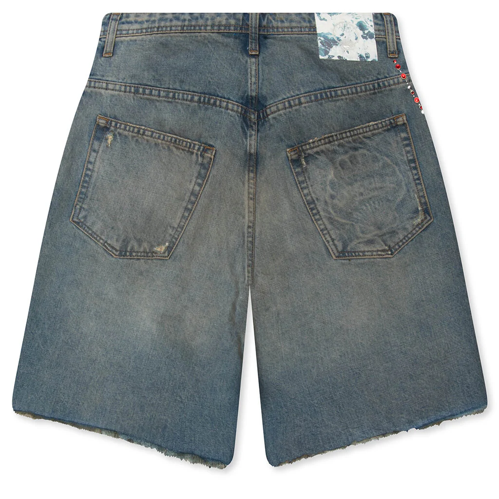 Victorian Chain Denim Short - Indigo - Image 2