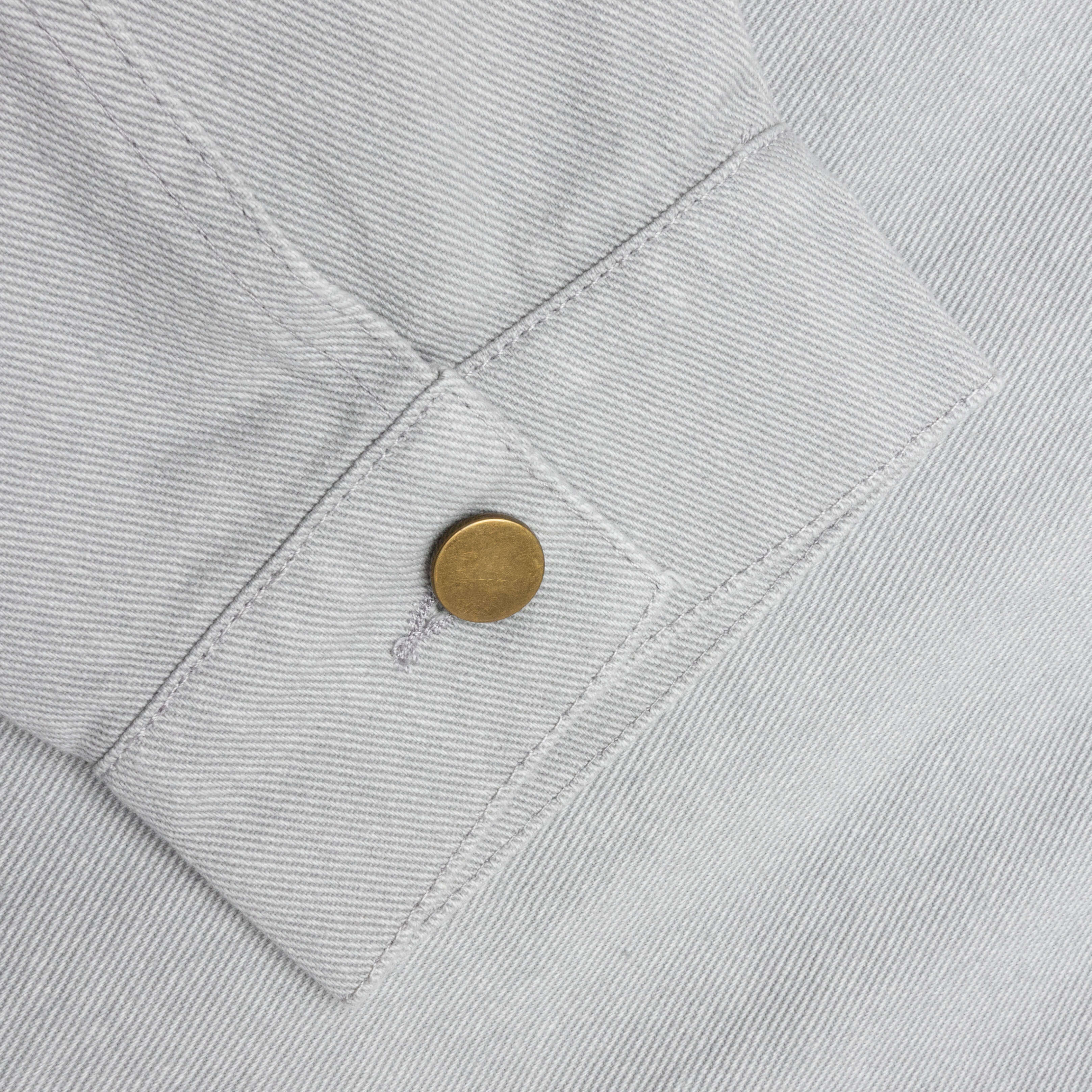 Face Embroidered Denim Jacket - Grey - Image 4