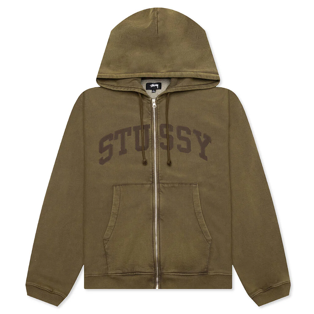 Faded Graphic Zip Hoodie - Olive