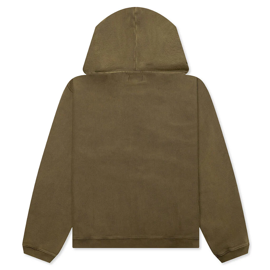 Faded Graphic Zip Hoodie - Olive - Image 2