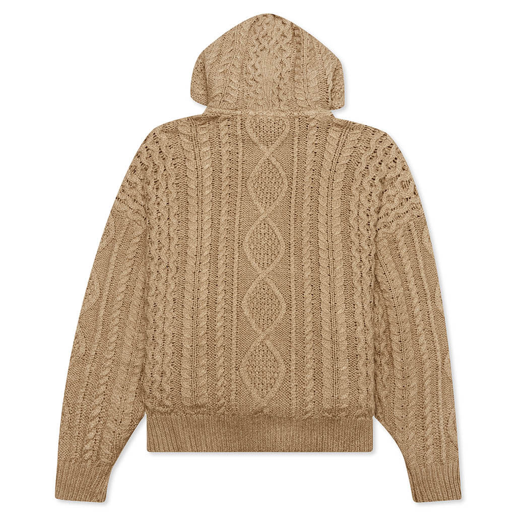 Cable Knit Hoodie - Gold Heather - Image 2