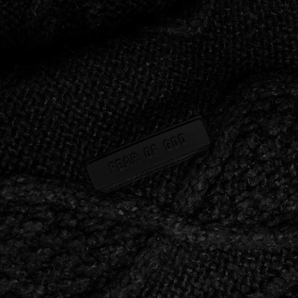 Cable Knit Hoodie - Jet Black - Image 3