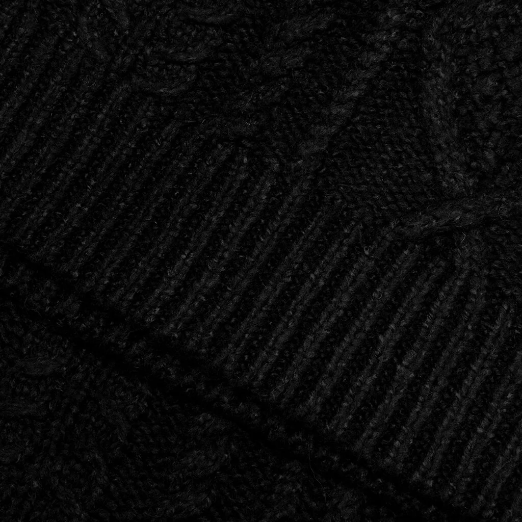 Cable Knit Hoodie - Jet Black - Image 4