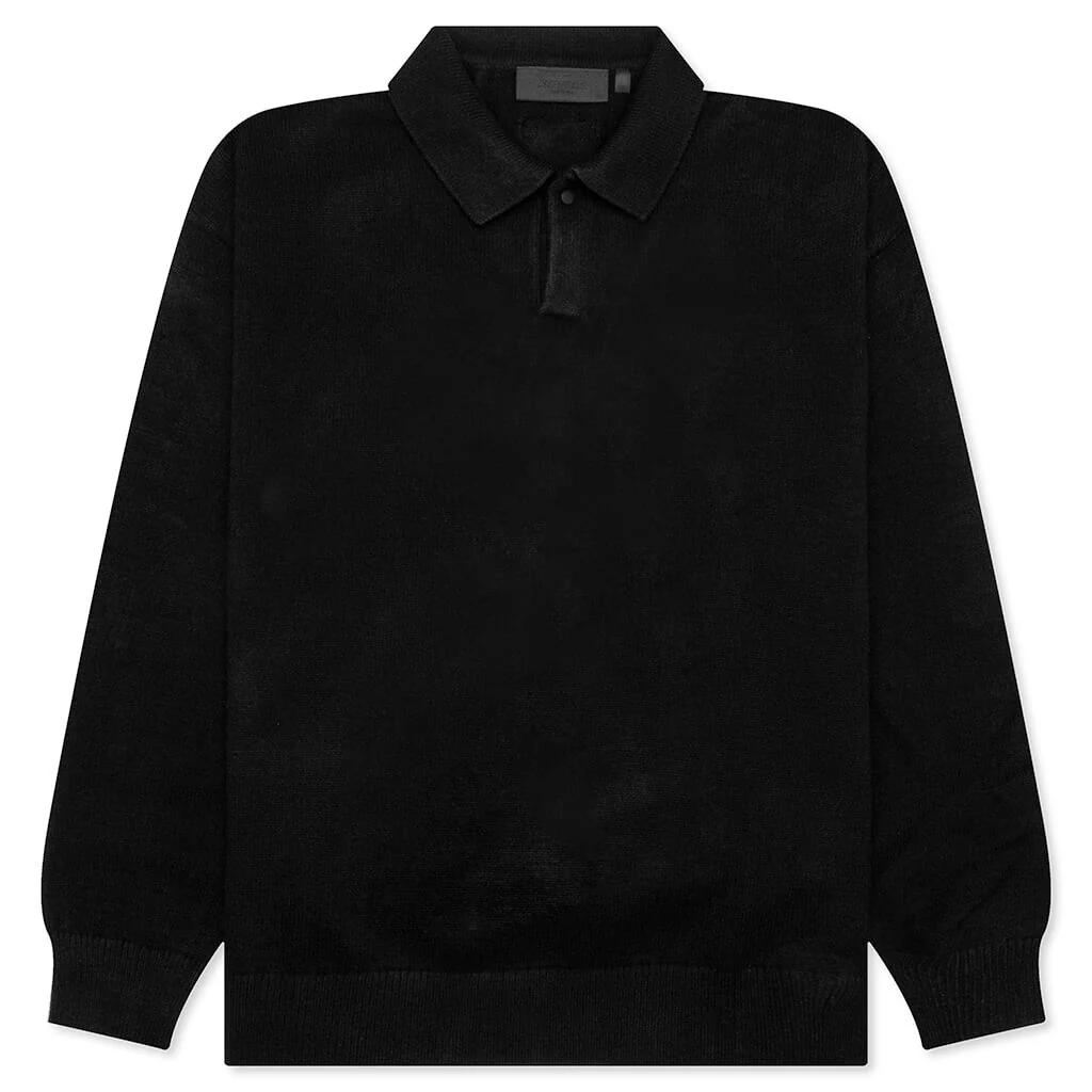 Essentials Knit Polo - Jet Black