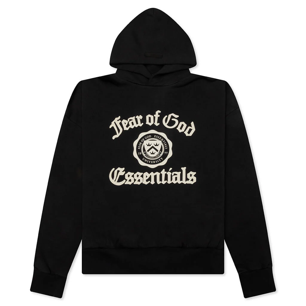 Heavy Fleece Vintage Shrunken Hoodie - Black