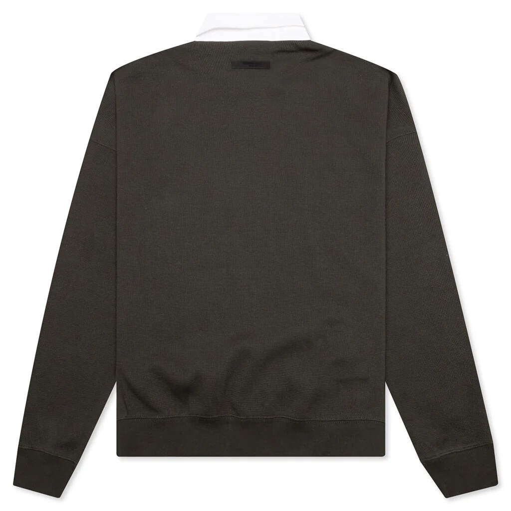 Waffle Henley Rugby - Off Black - Image 2