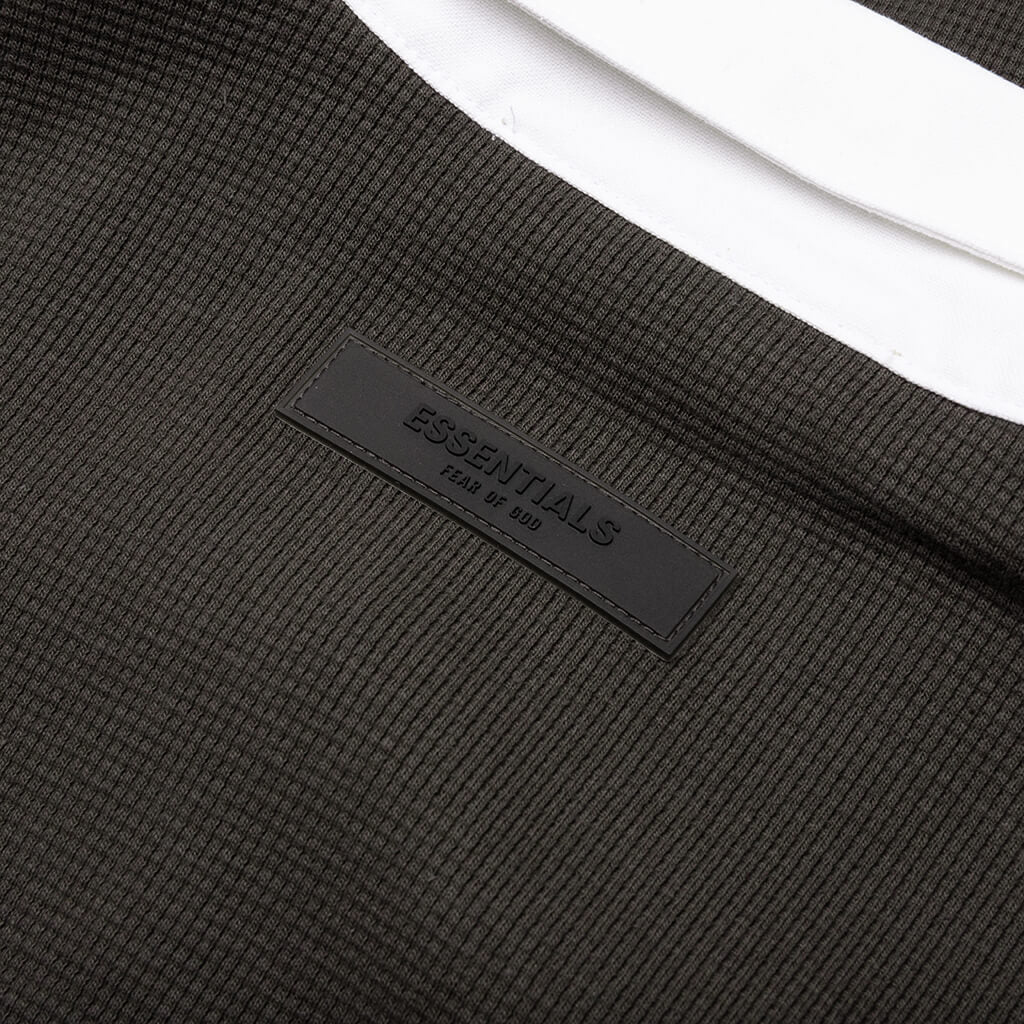 Waffle Henley Rugby - Off Black - Image 5