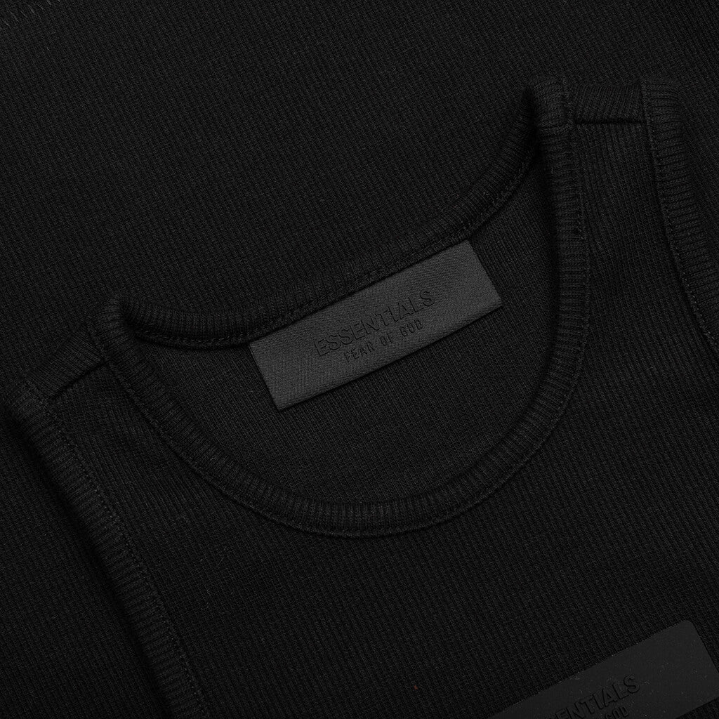 Essentials Kid's Ribbed Tank Top - Black - Image 3