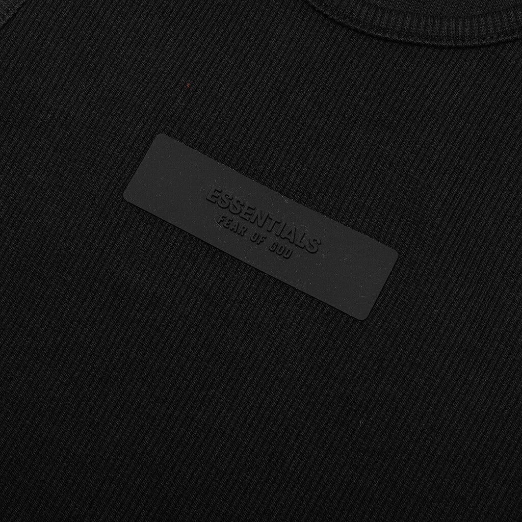 Essentials Kid's Ribbed Tank Top - Black - Image 4