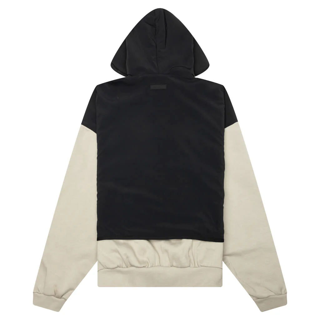 Nylon Fleece Hooded Sweater - Seal/Jet Black - Image 2
