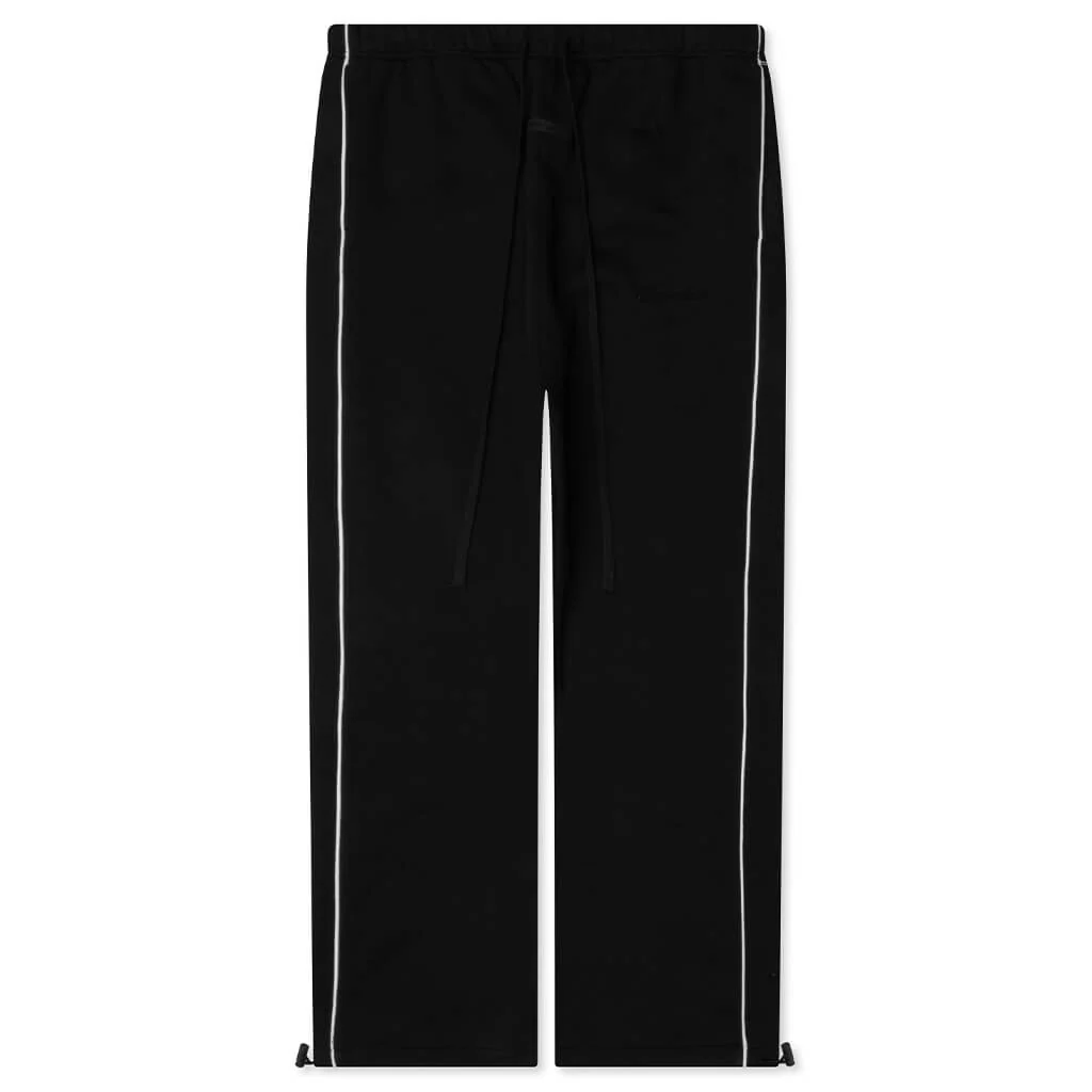 Relaxed Fleece Sweatpant With Piping - Jet Black/Cloud White