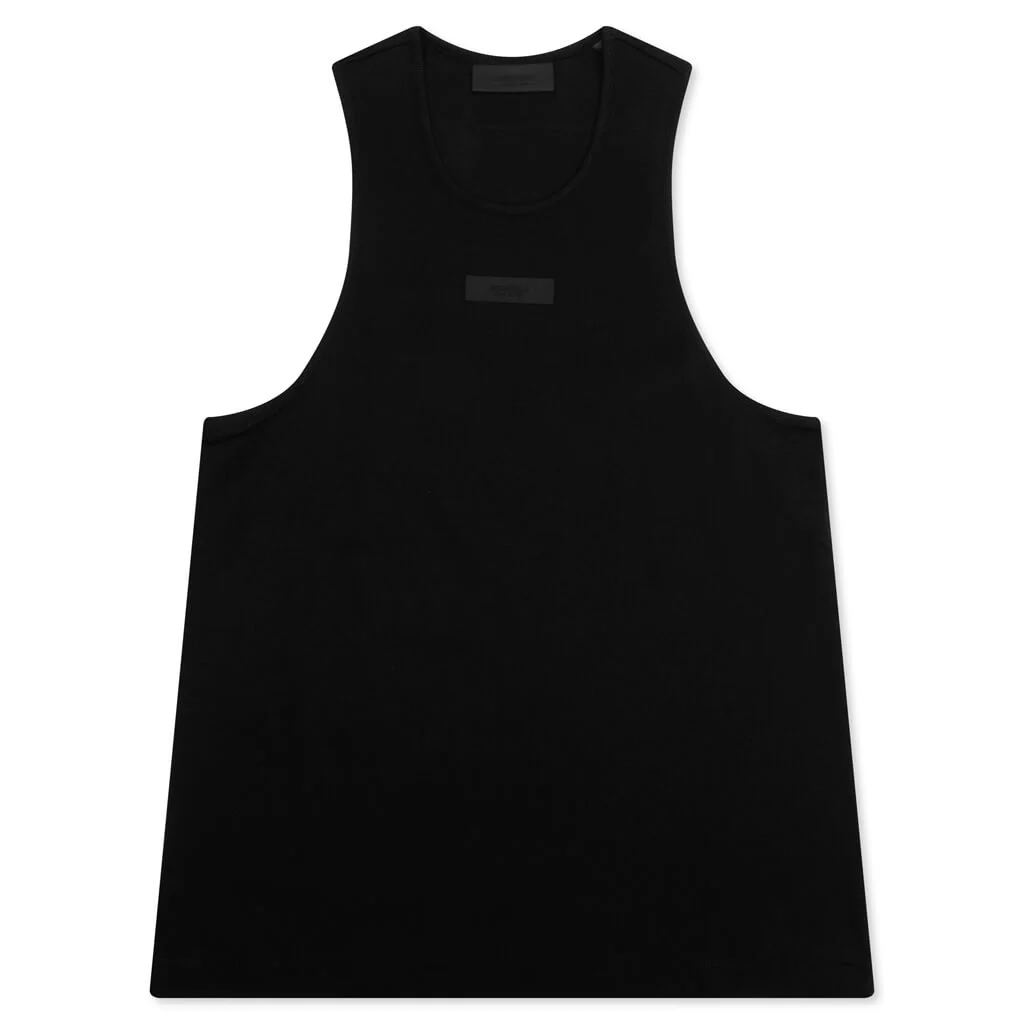 Essentials Ribbed Tank Top - Black
