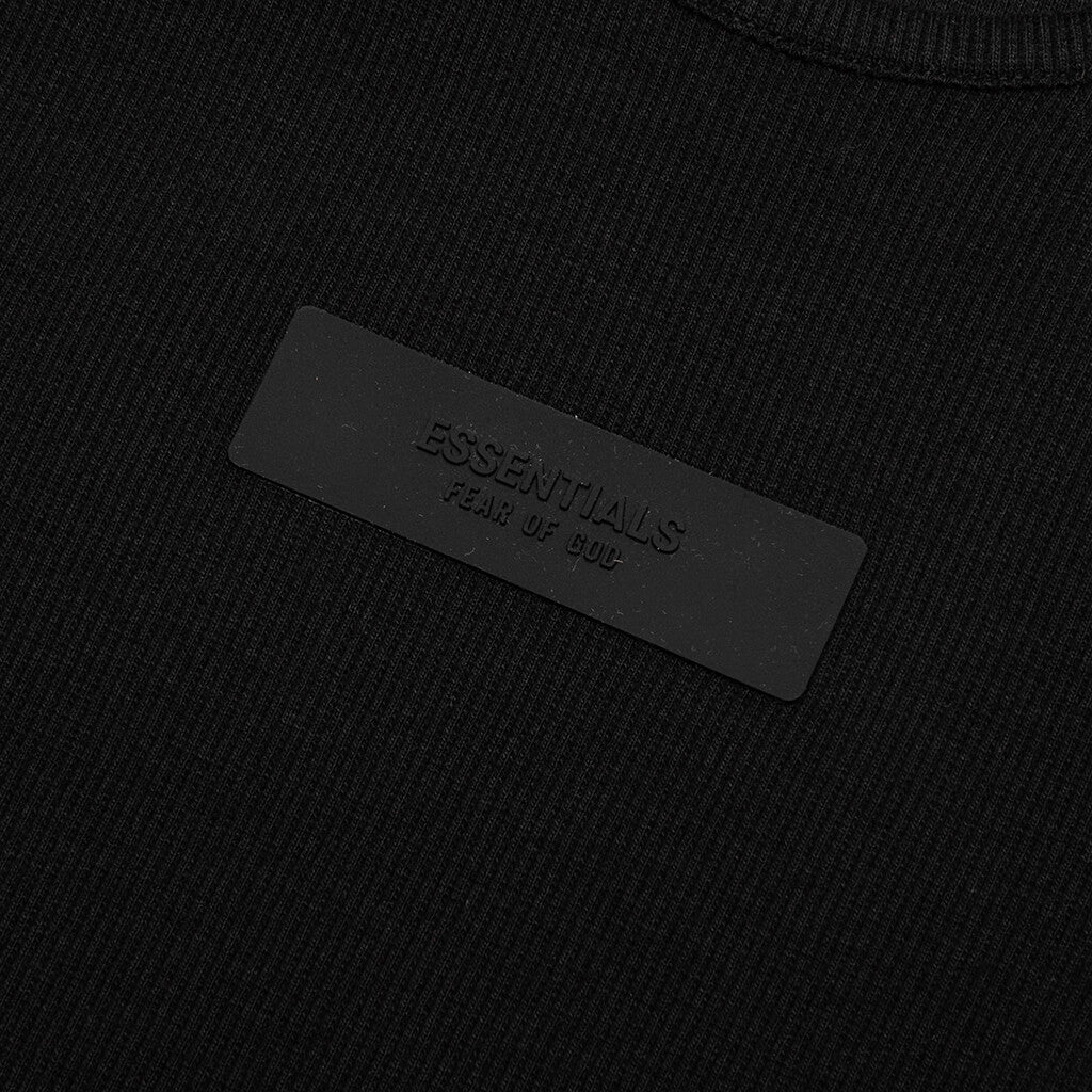 Essentials Ribbed Tank Top - Black - Image 3