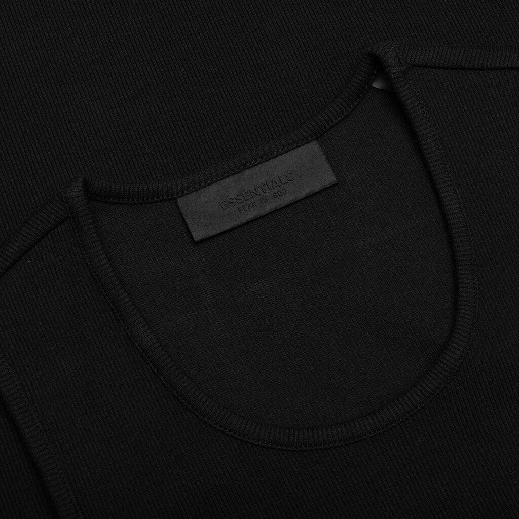 Essentials Ribbed Tank Top - Black - Image 4