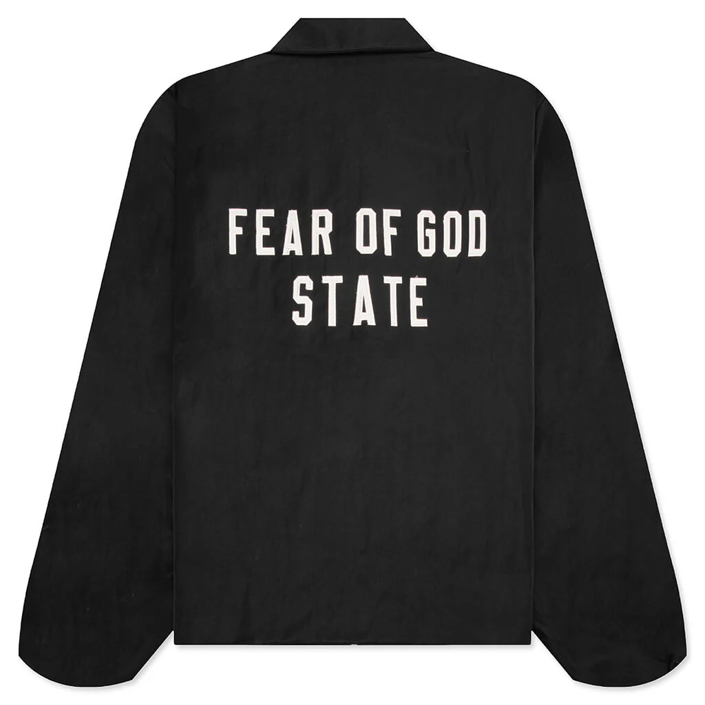 Textured Nylon Trucker Jacket - Black - Image 2