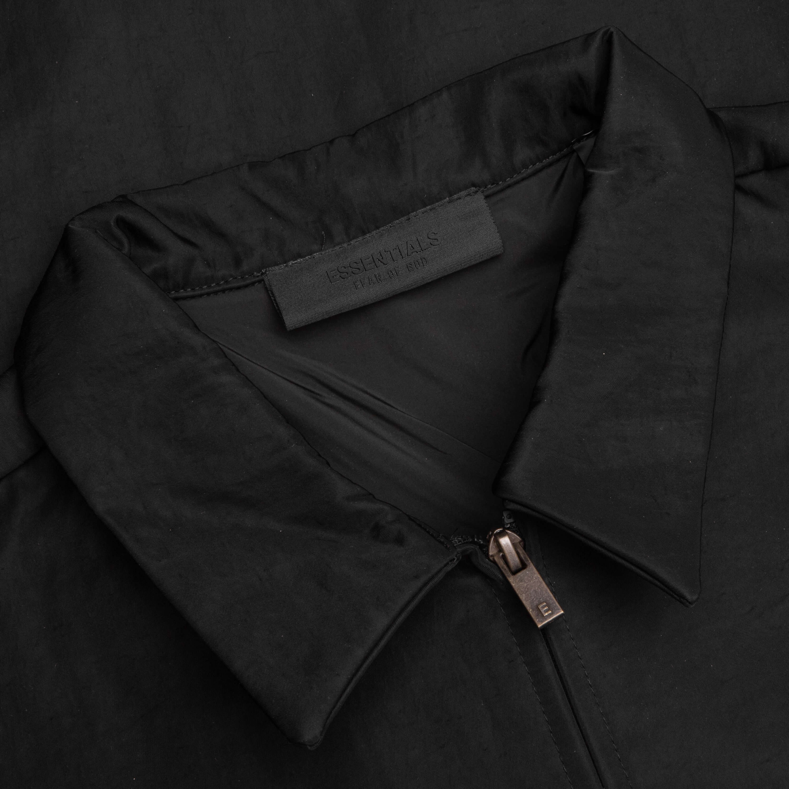 Textured Nylon Trucker Jacket - Black - Image 3