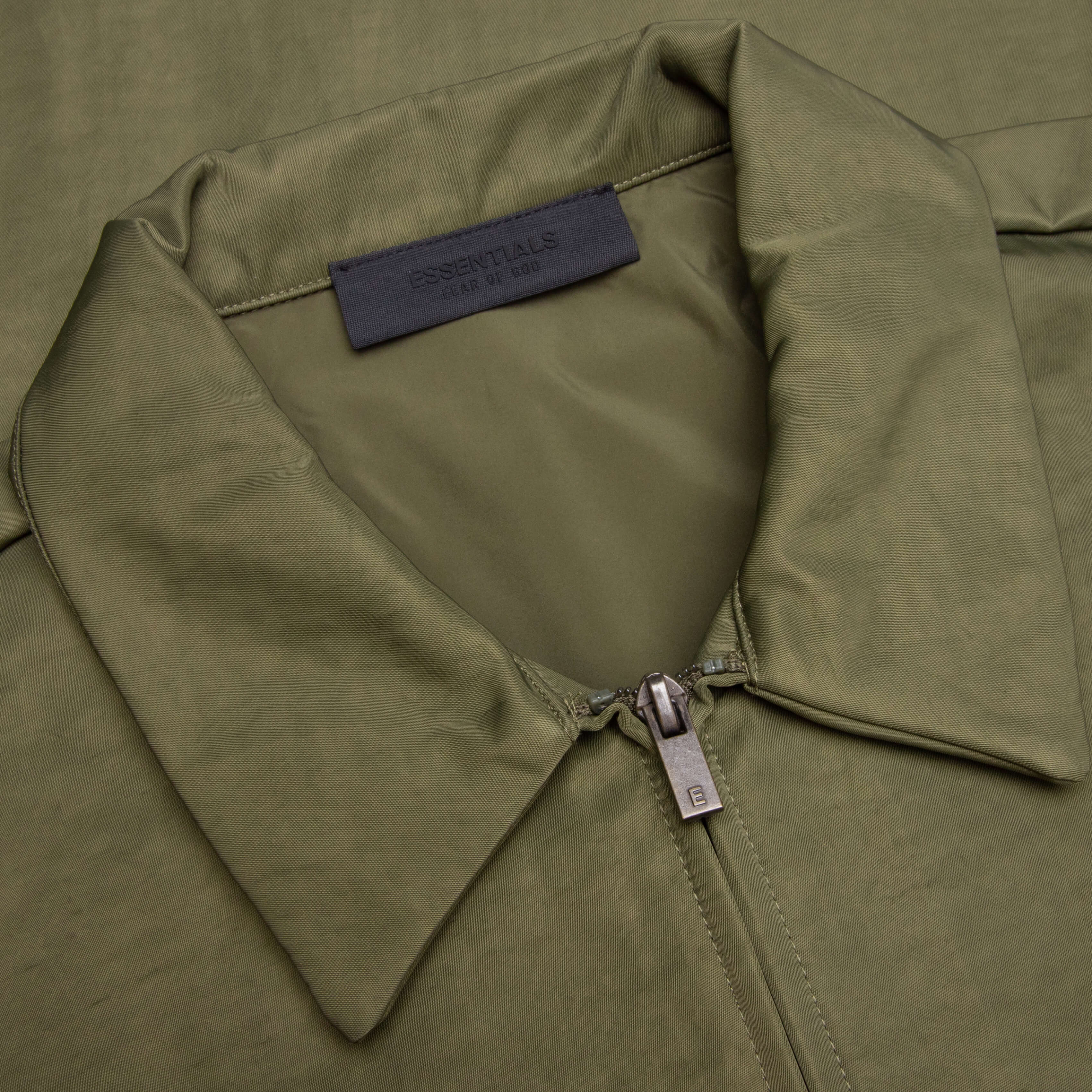 Textured Nylon Trucker Jacket - Military - Image 3