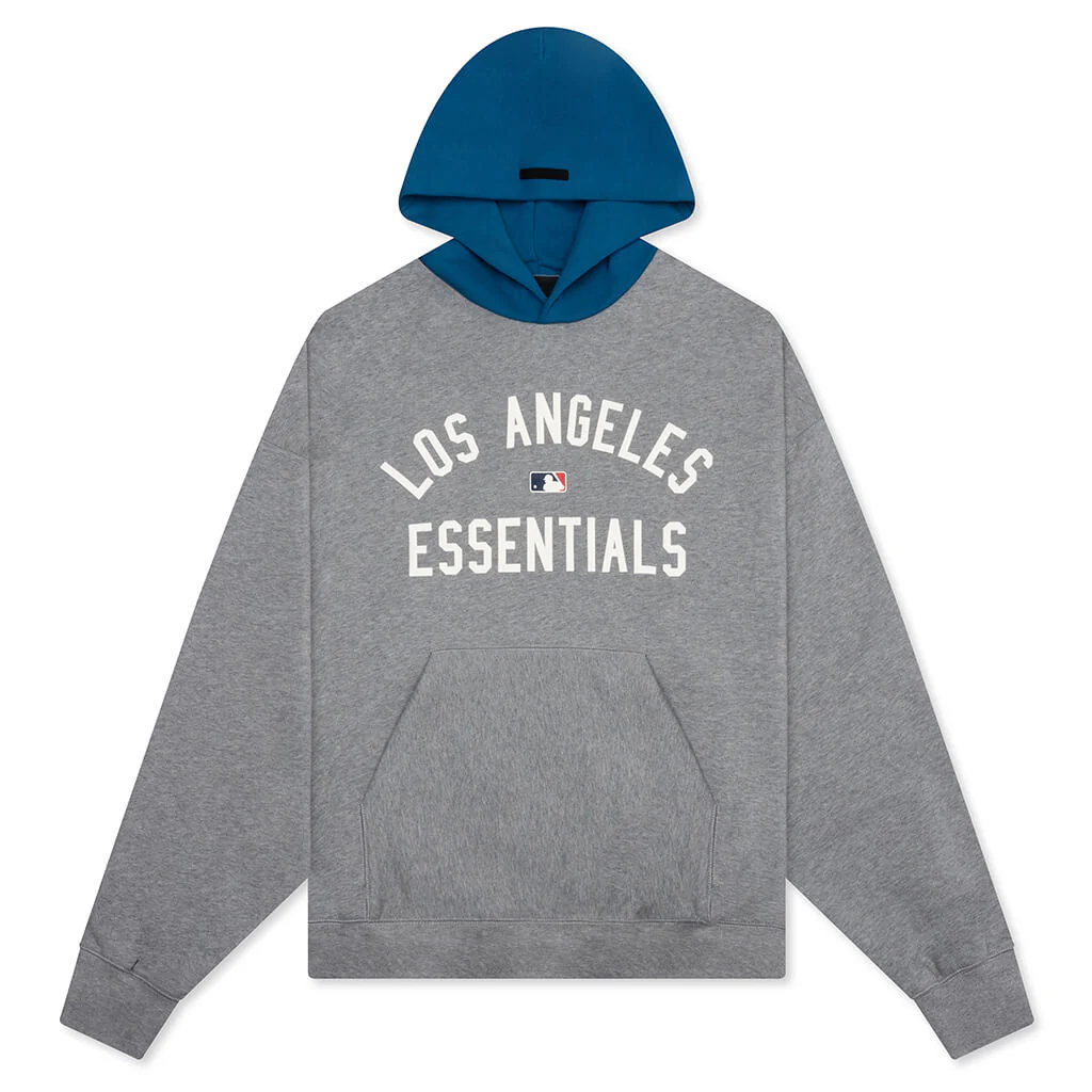 Fear of God Essentials x MLB Dodgers Sport Hoodie - Concrete Heather/Blue Sapphire