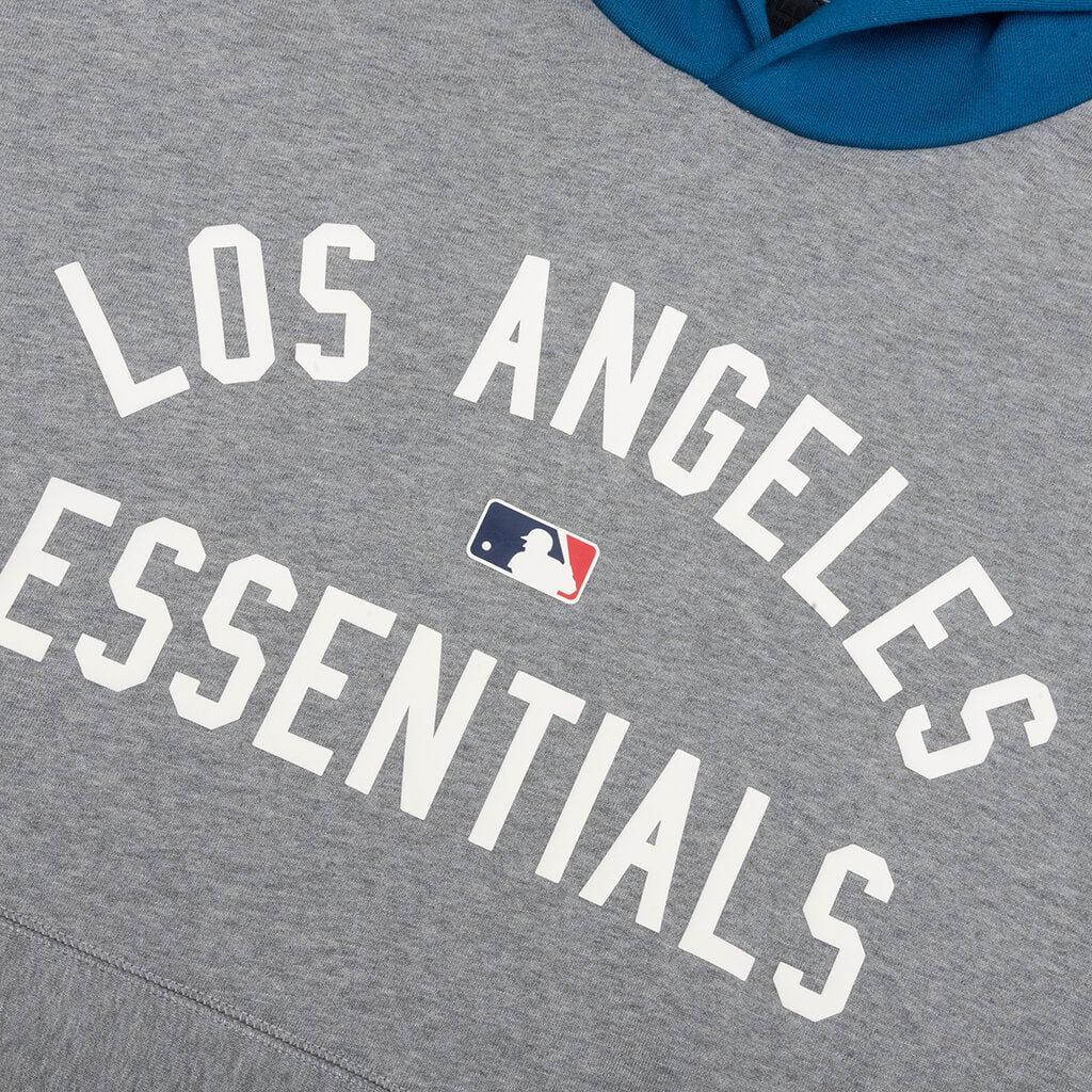 Fear of God Essentials x MLB Dodgers Sport Hoodie - Concrete Heather/Blue Sapphire - Image 3