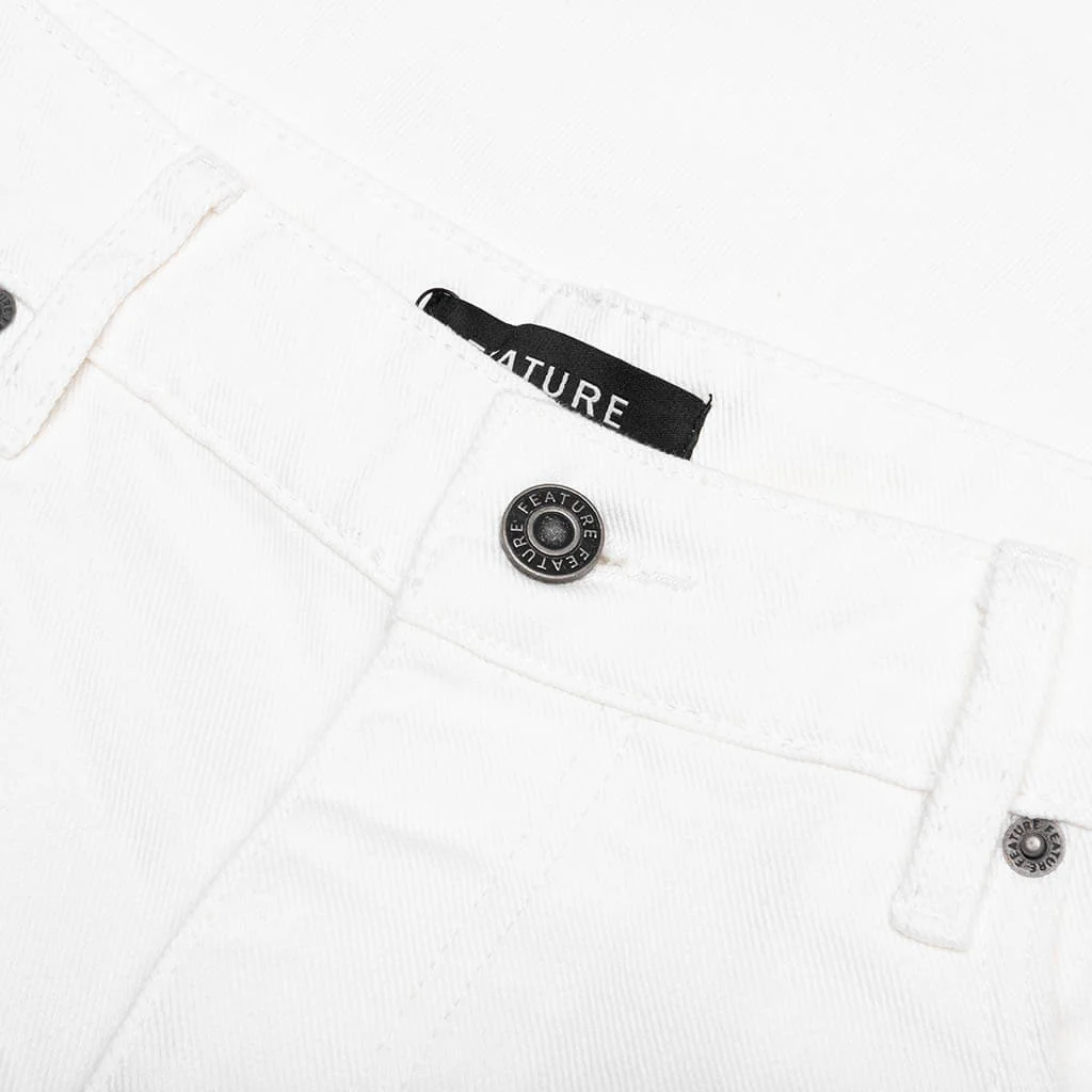 Berry Wide Denim Short - Washed White - Image 6