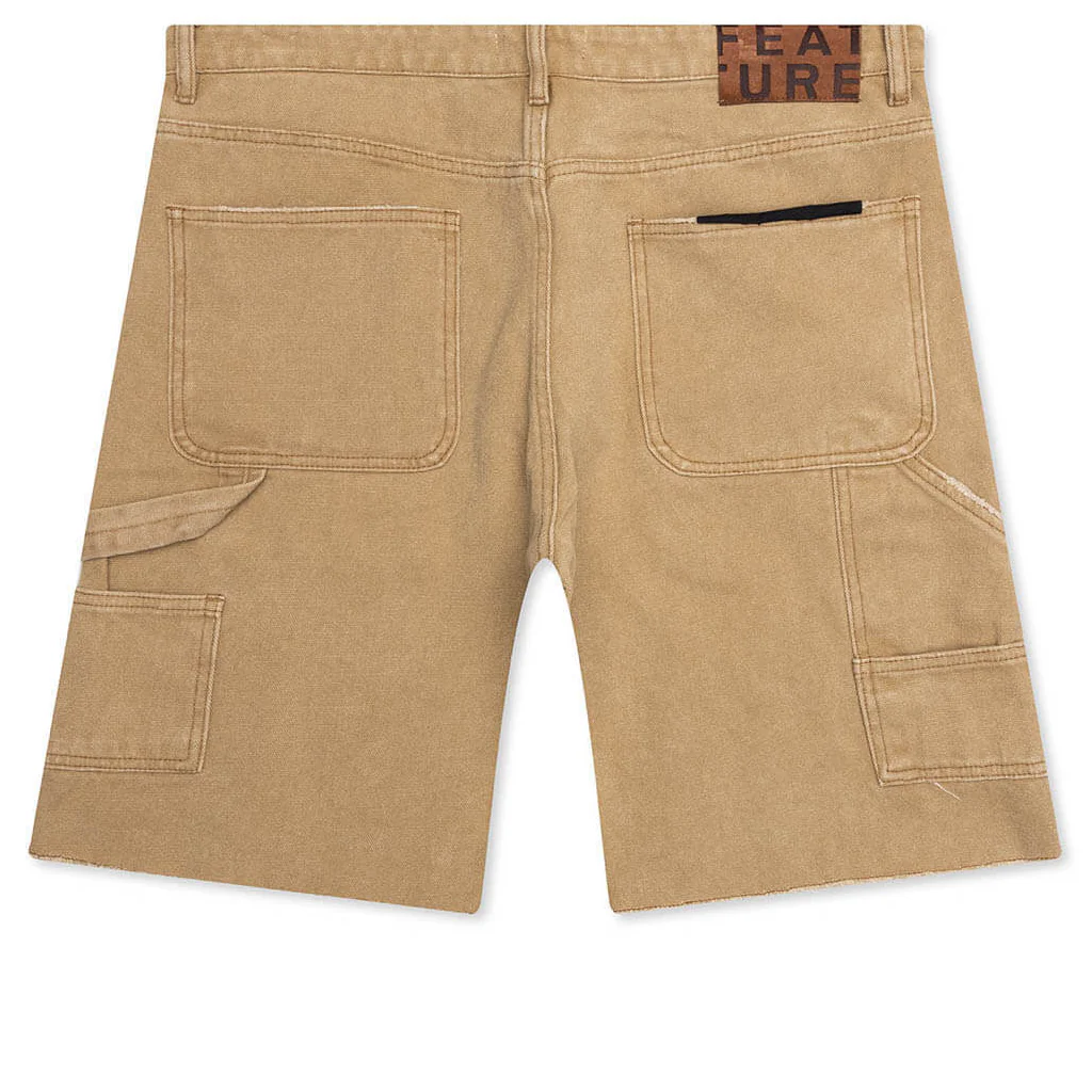 Ryan Double Knee Shorts - Washed Brown - Image 2