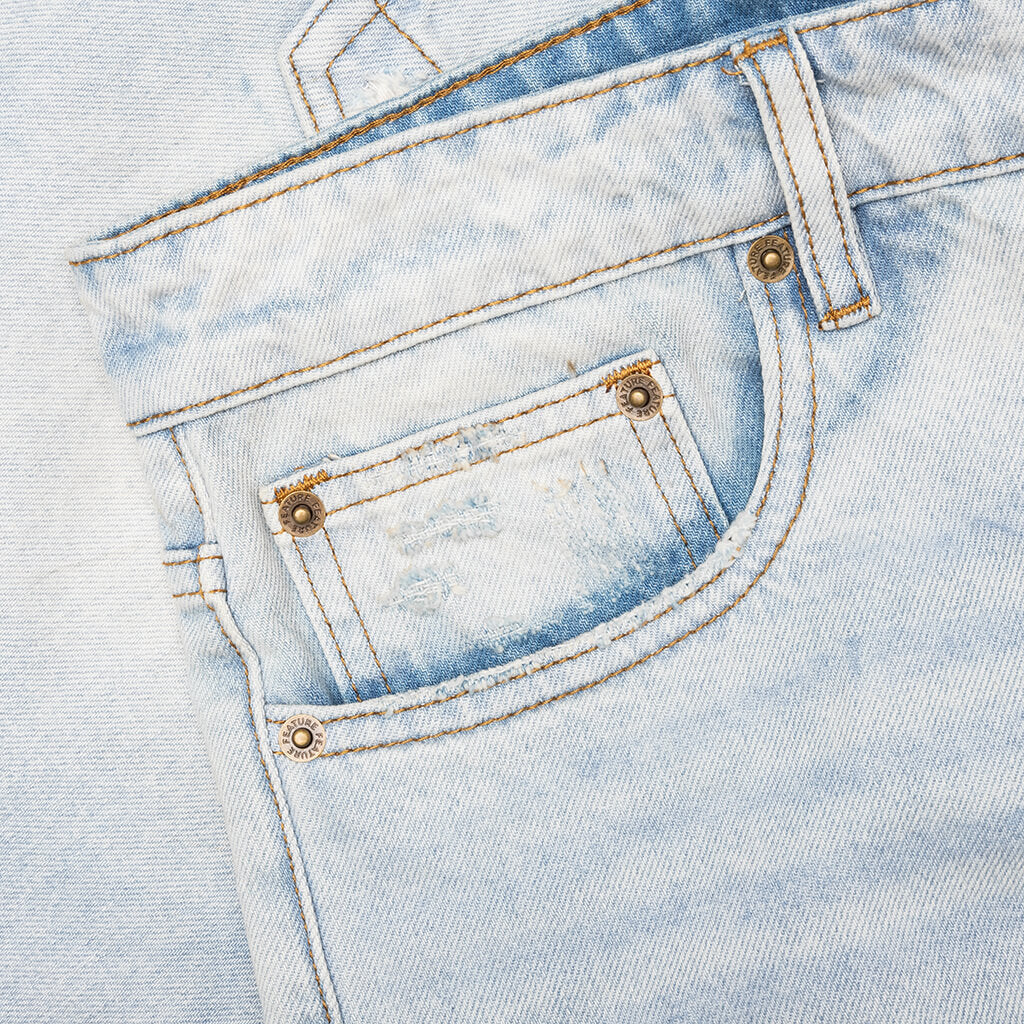 Ian Slim Denim Short - Vintage Light Blue - Image 4