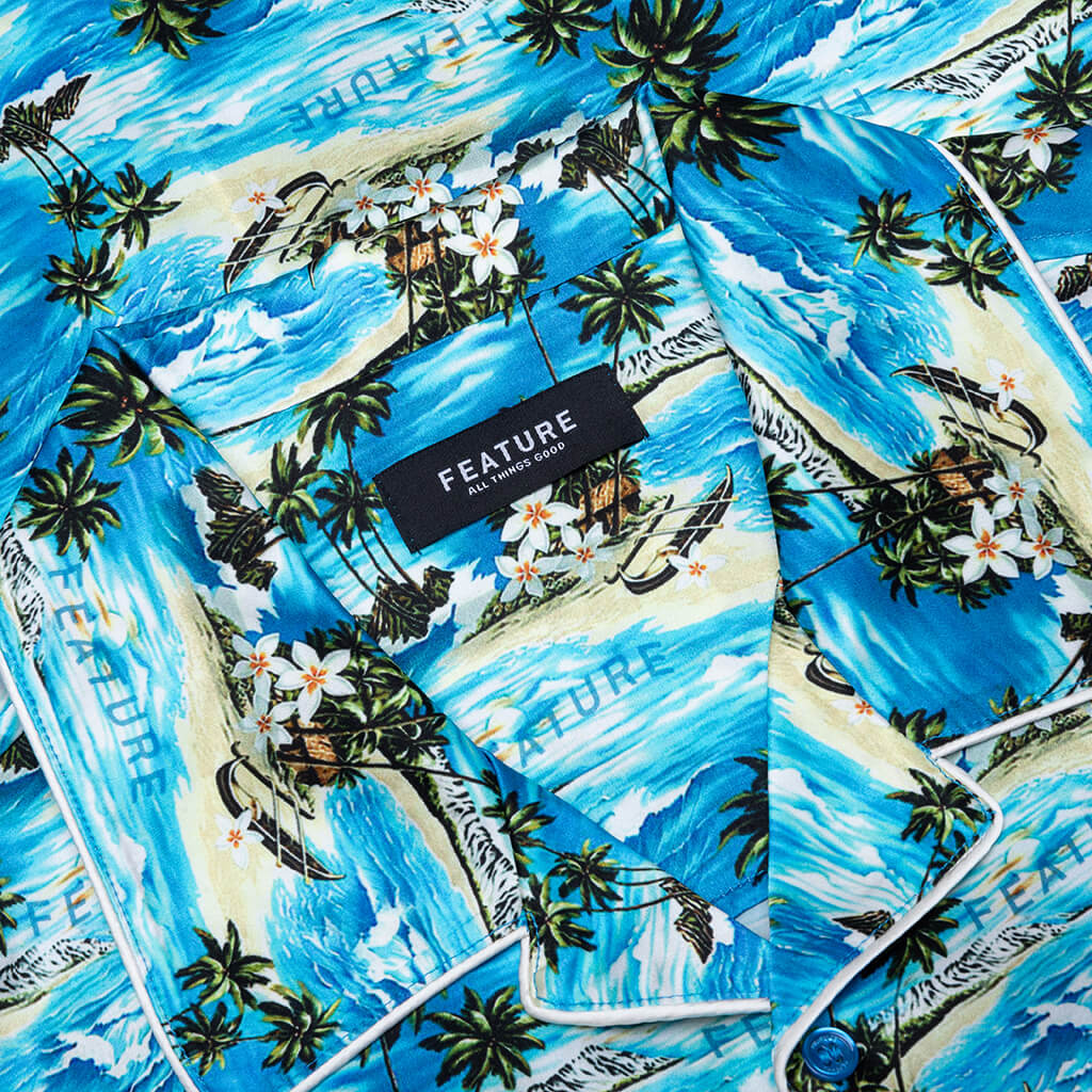 Hitchcock Hawaiian Silk Shirt - Blue - Image 3