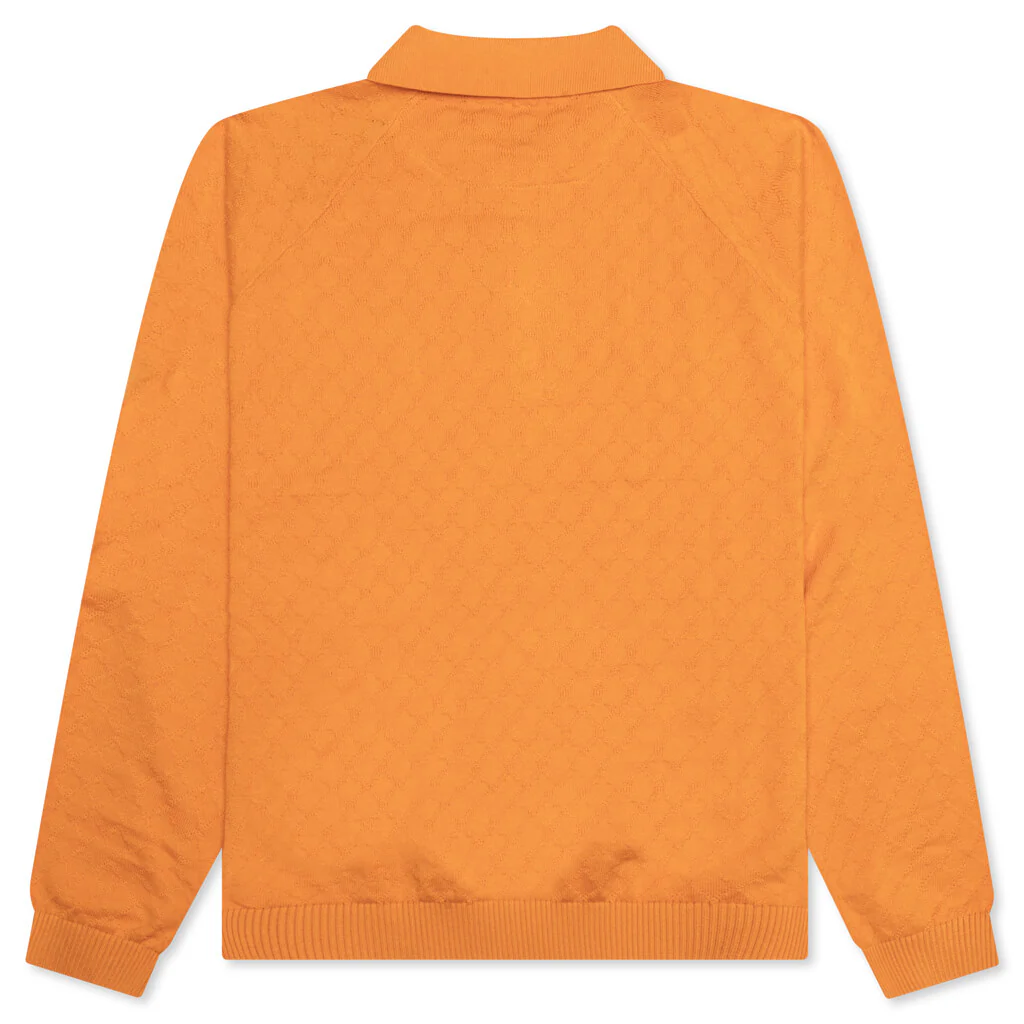 Hogan Pointelle Raglan Sleeve Sweater Polo - Jasper Orange - Image 2