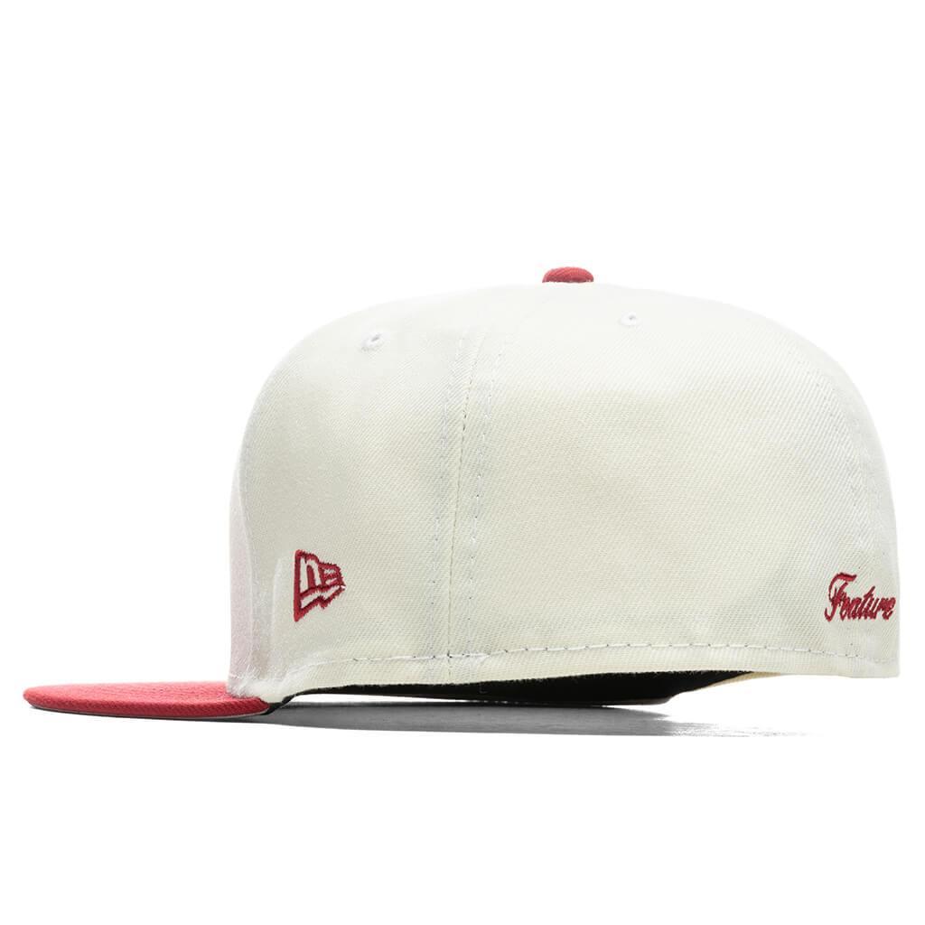 Feature x New Era OE Fitted Cap - Off-White/Pinot Red - Image 4