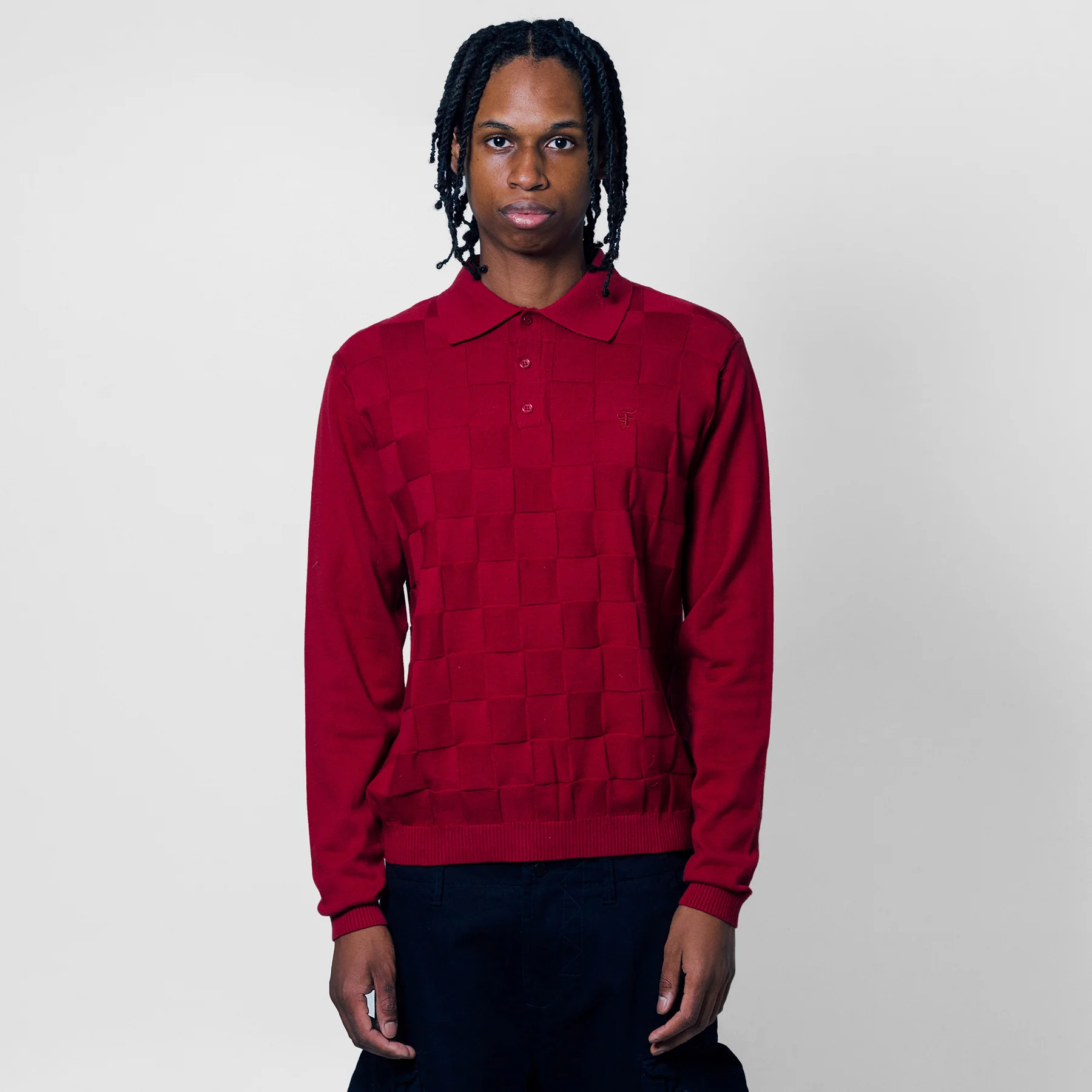 Palmer Checked L/S Sweater Polo - Augusta Green - Image 8