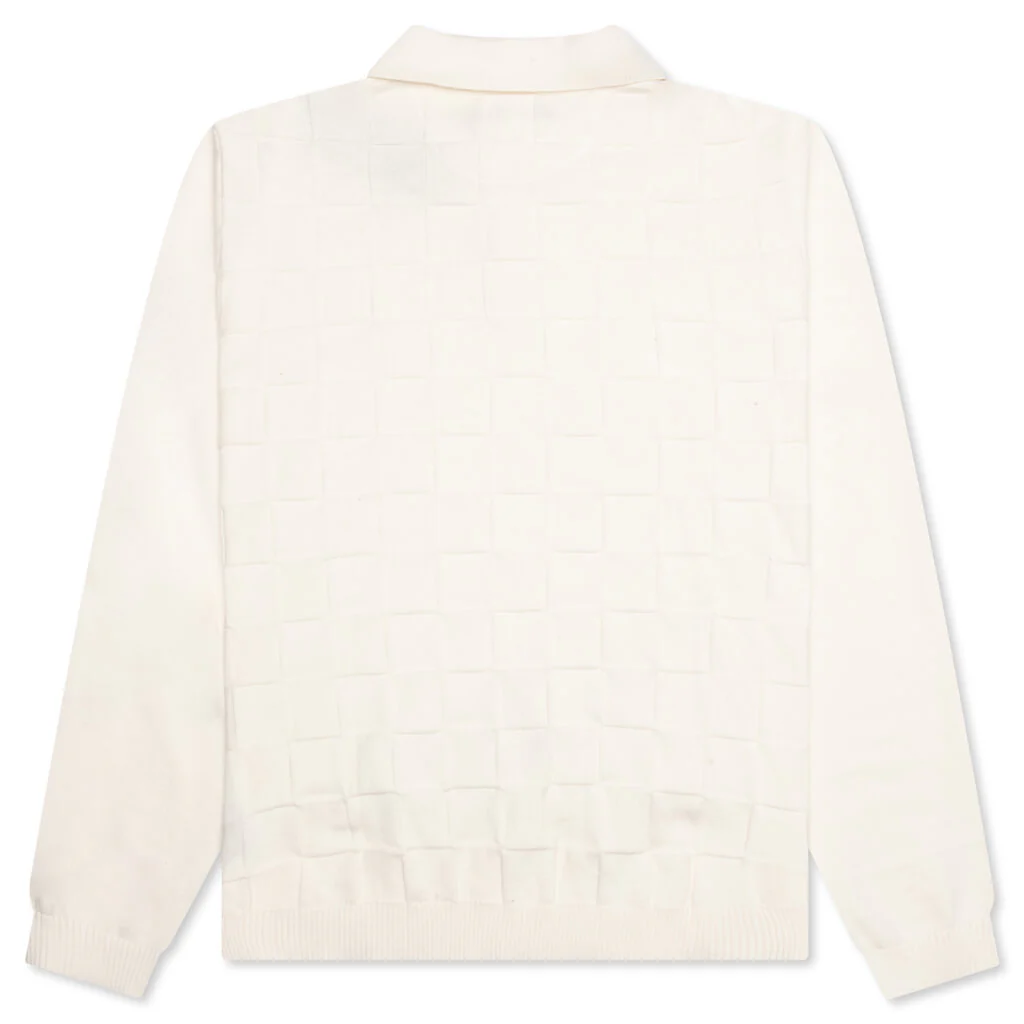 Palmer Checked L/S Sweater Polo - Clubhouse Cream - Image 2