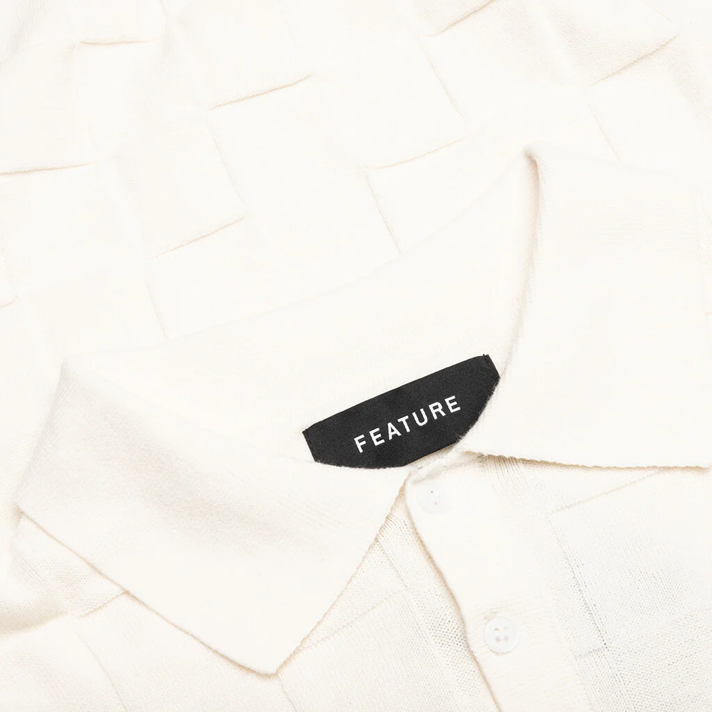 Palmer Checked L/S Sweater Polo - Clubhouse Cream - Image 3