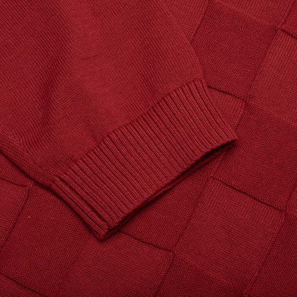 Palmer Checked L/S Sweater Polo - Sunday Red - Image 5