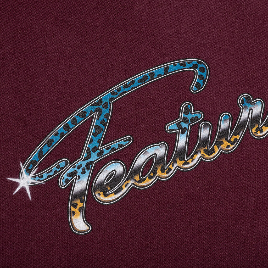 Fea-Tah Print Tee - Ox Blood Red - Image 3