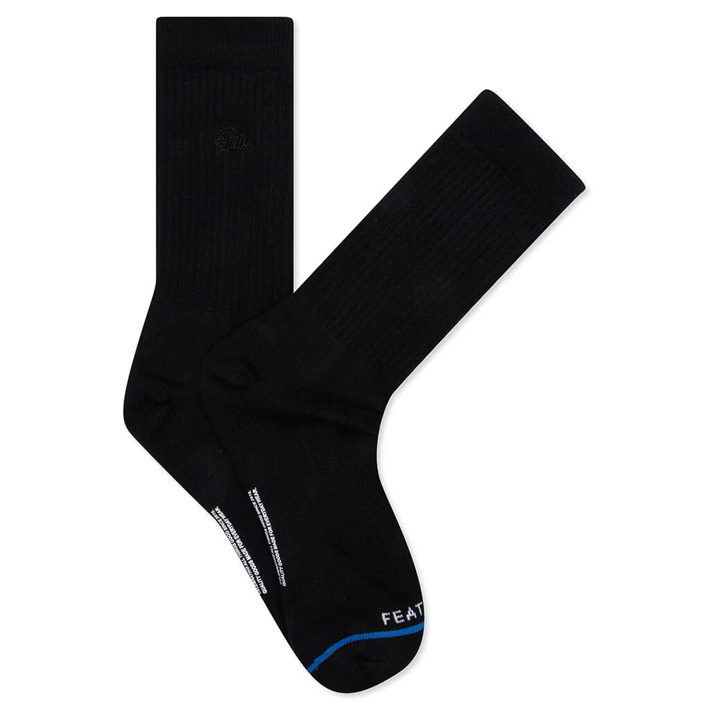 Tonal Script Crew Sock - Heather Grey/Black/White (3-Pack) - Image 3