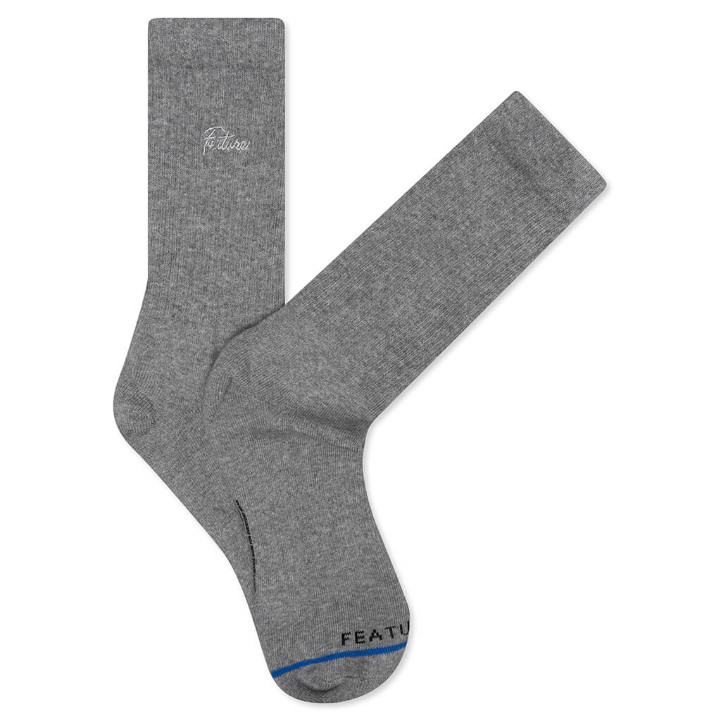 Tonal Script Crew Sock - Heather Grey/Black/White (3-Pack) - Image 4
