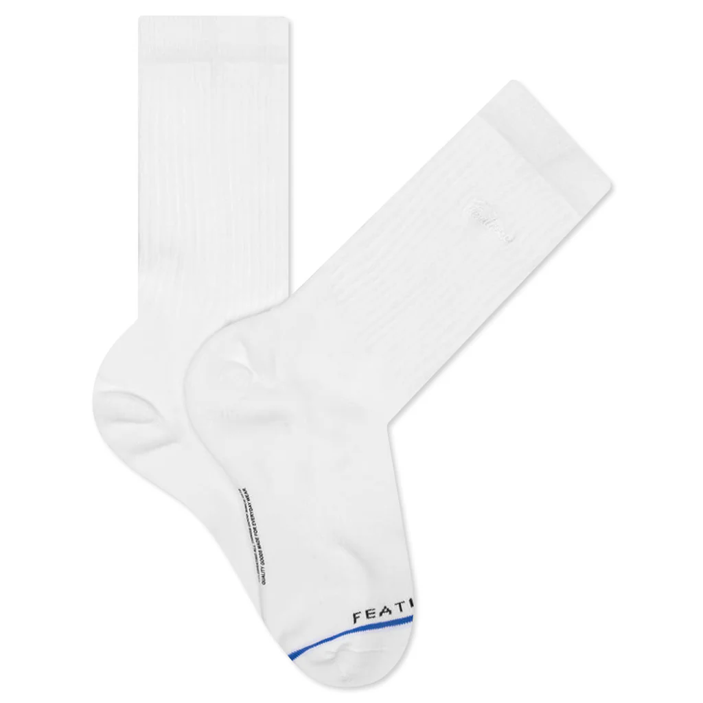 Tonal Script Crew Sock - White