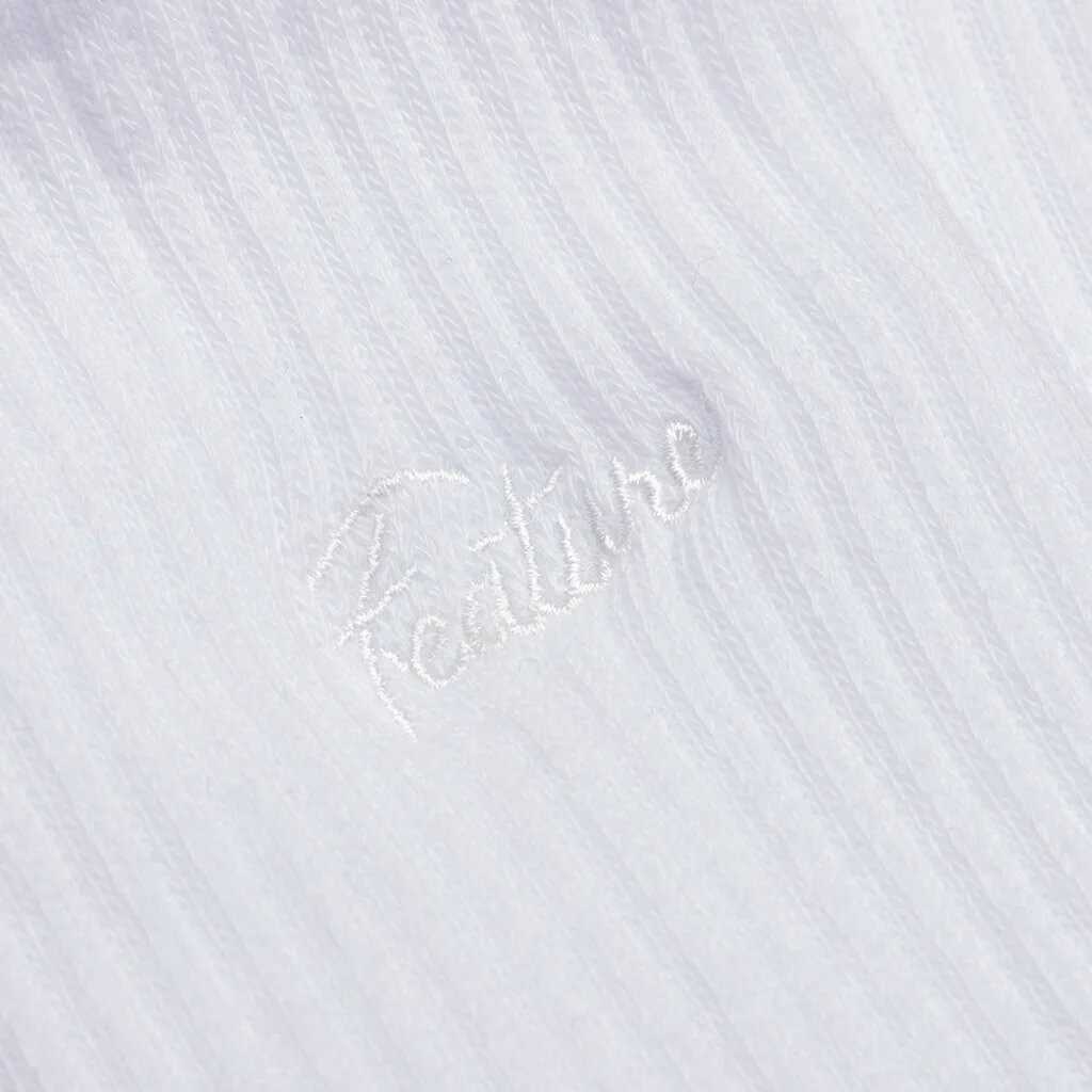 Tonal Script Crew Sock - White - Image 2