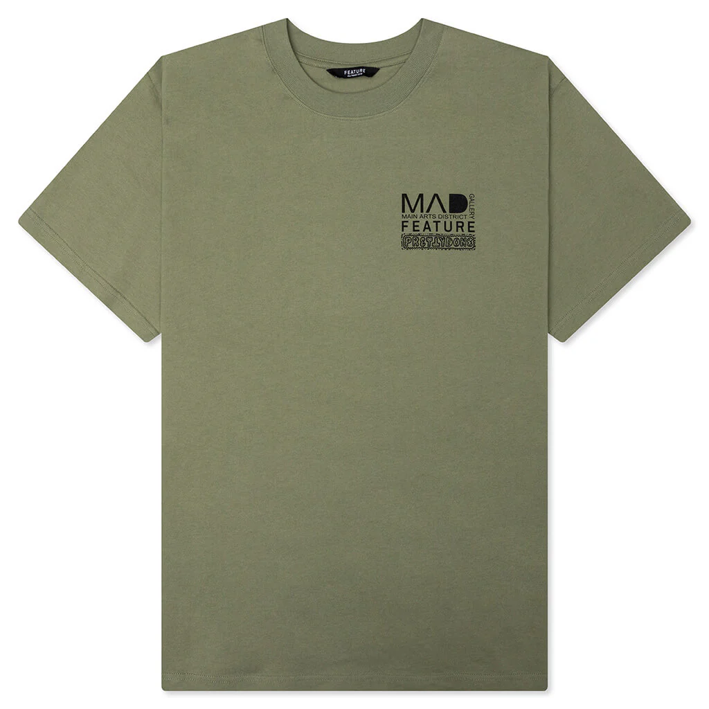 Feature x MAD Gallery x Pretty Done Direction Tee - Oil Green