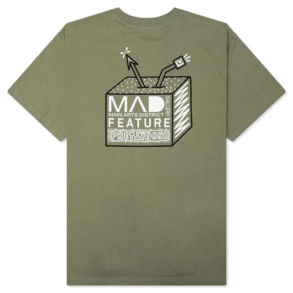 Feature x MAD Gallery x Pretty Done Direction Tee - Oil Green - Image 2