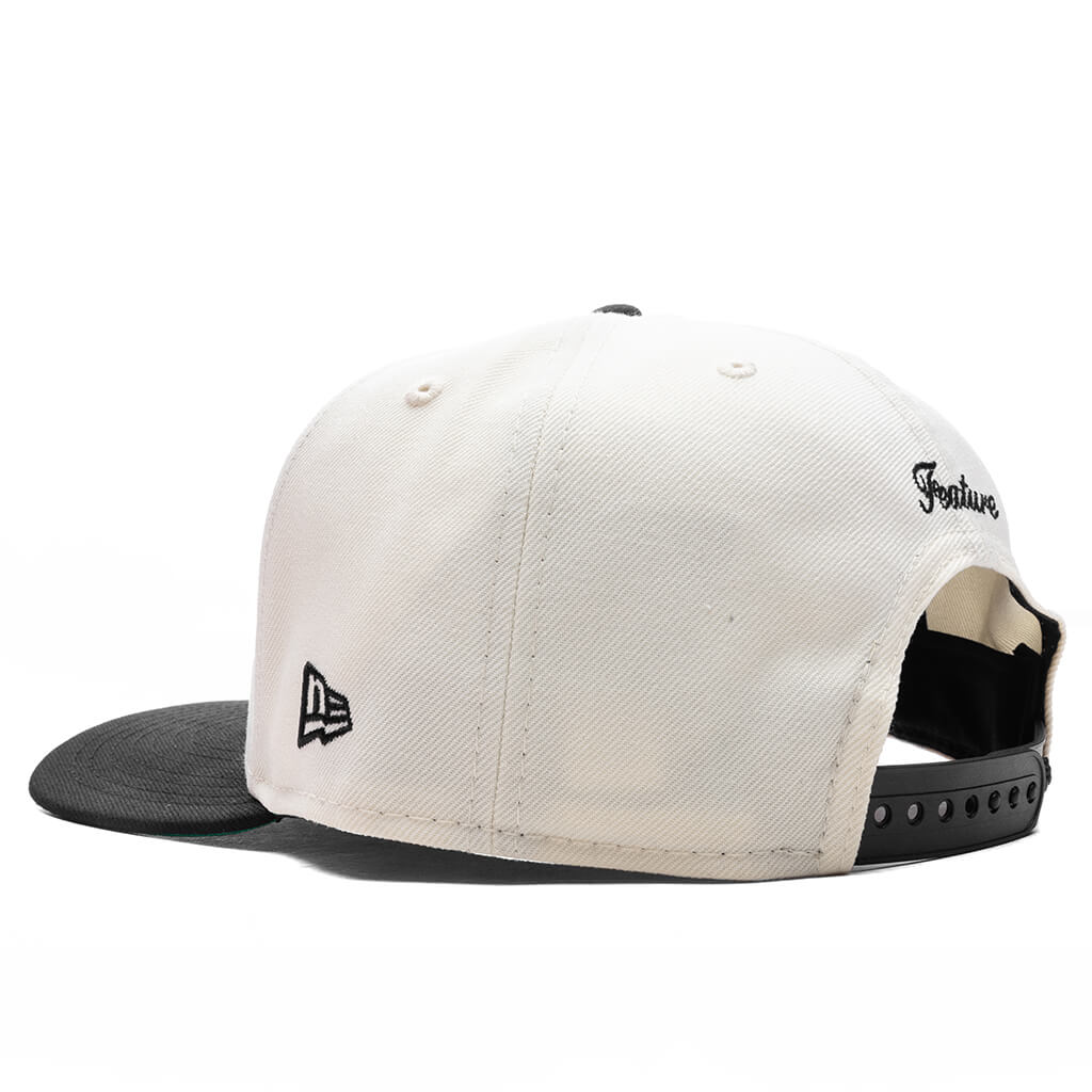 FEATURE x New Era 9FIFTY A-Frame Snapback Curve 'LV' Bones - Chrome/Black - Image 4