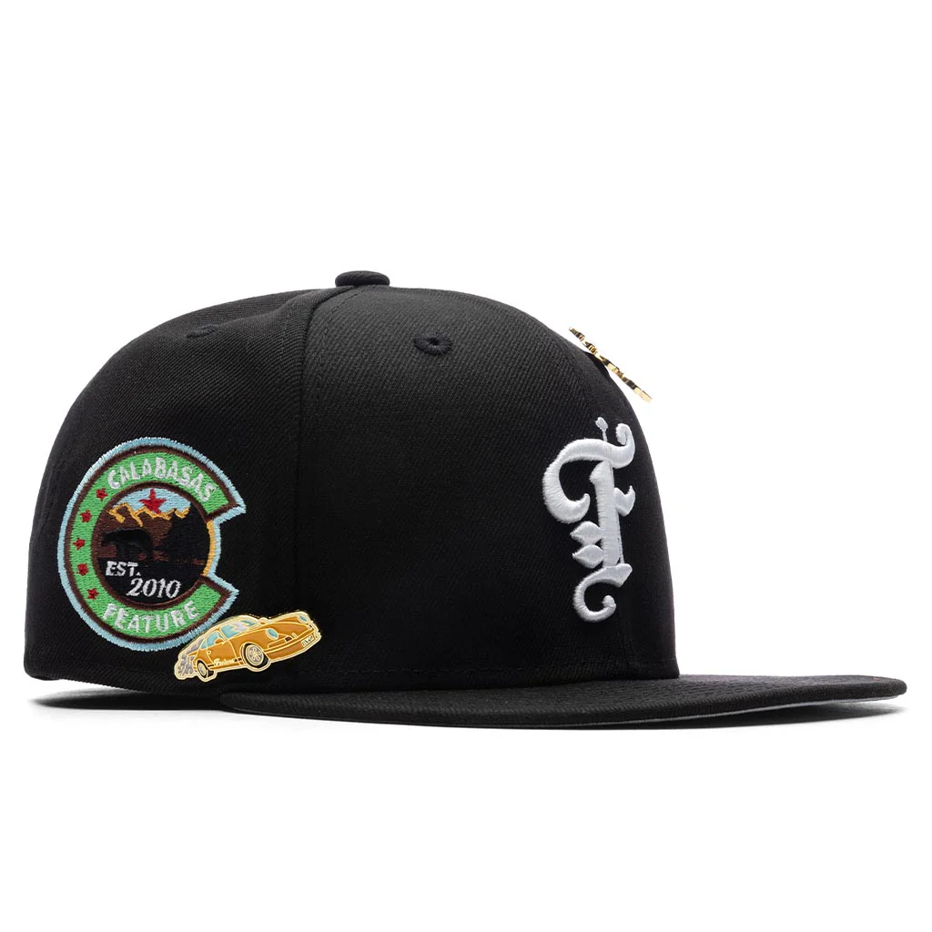 Feature x New Era Old English Calabasas Fitted - Black/Snow Grey - Image 5
