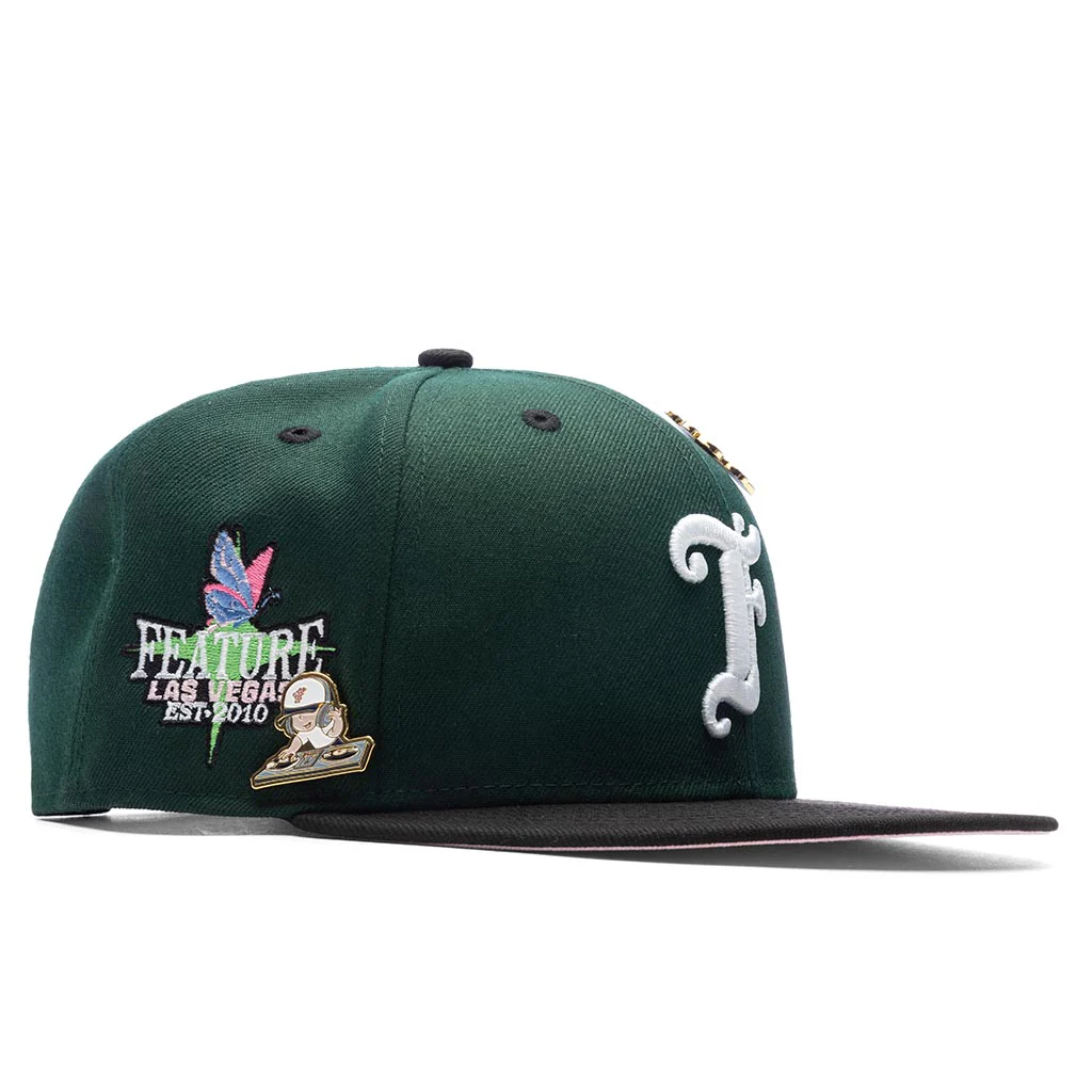 Feature x New Era Old English Plaza Snapback - Dark Green/Pink - Image 5