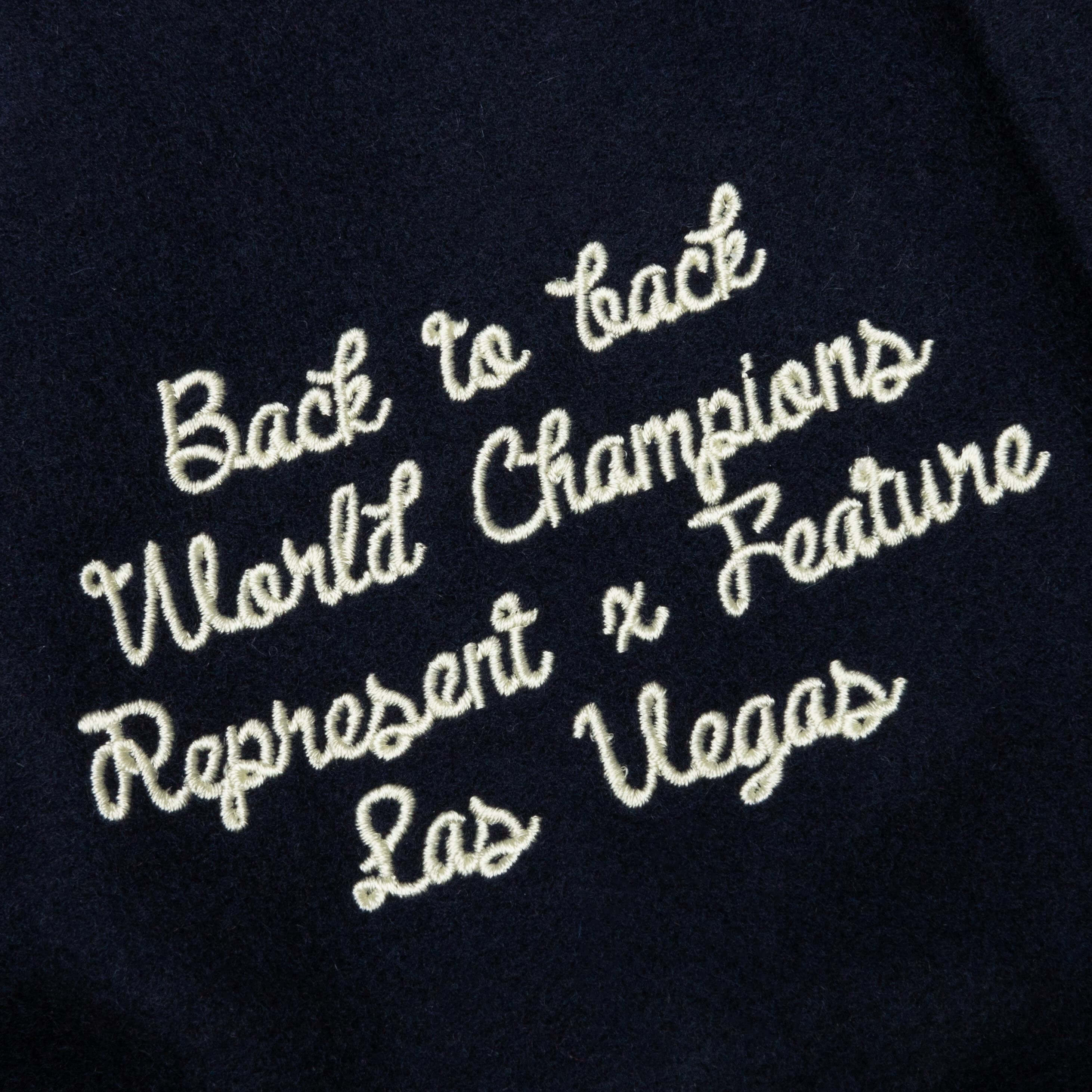 Feature x Represent Champions Varsity Jacket - Midnight Navy - Image 4