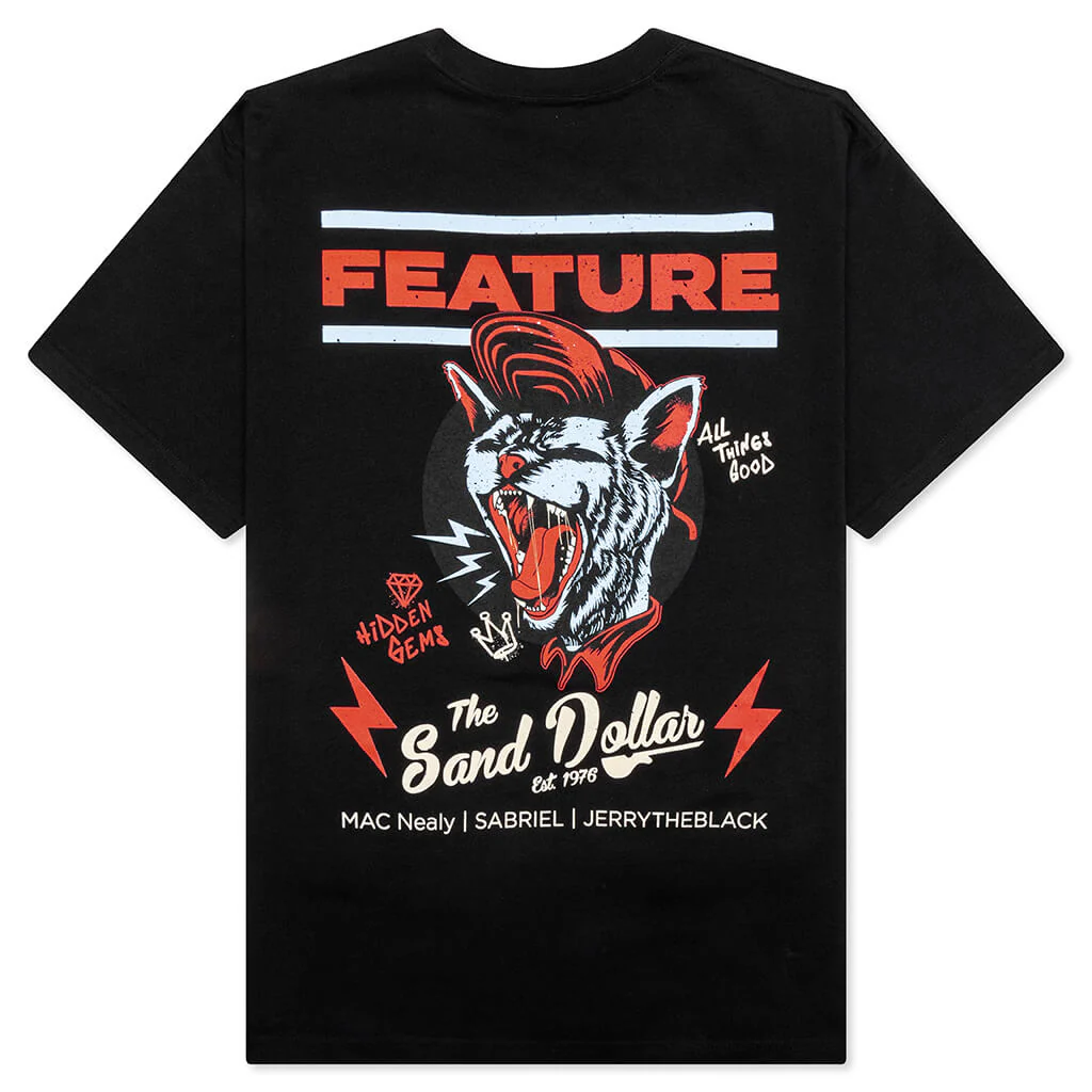 Feature x Sand Dollar Black Cat Tee - Black - Image 2